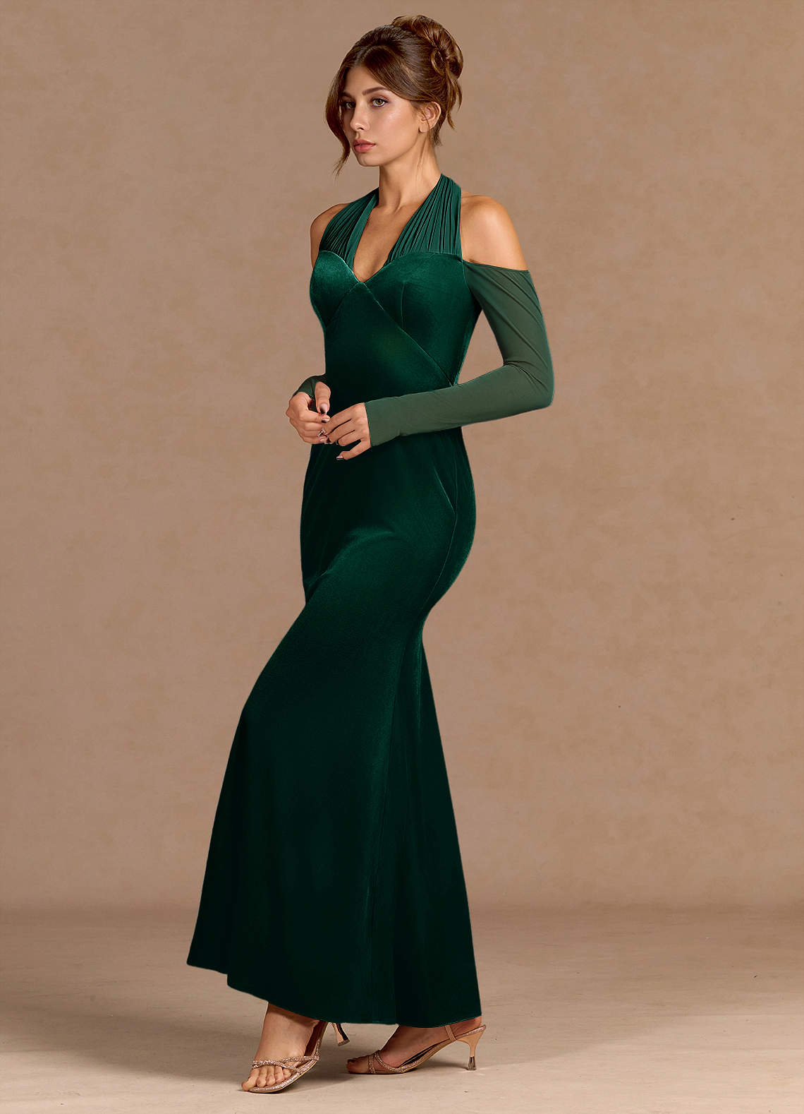 slim fit dress slacks Long Cap Sleeve Quinceañera Ball Gown in Hunter Green - Elegant Sweetheart Neckline main image 0