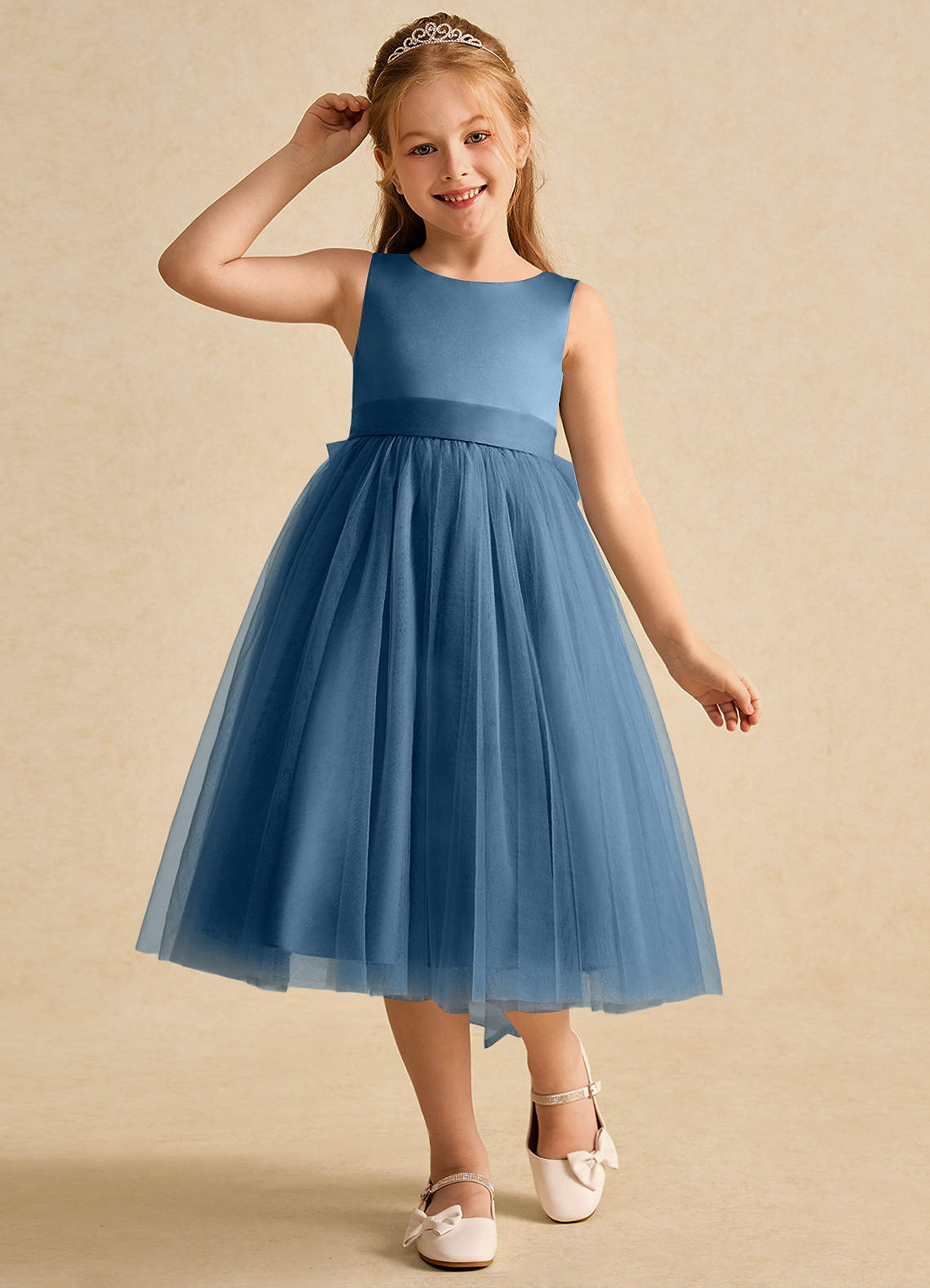 Azazie Winnie Robe Demoiselle D'honneur Fillette Robe Princesse en Tulle Arc Bermude image3