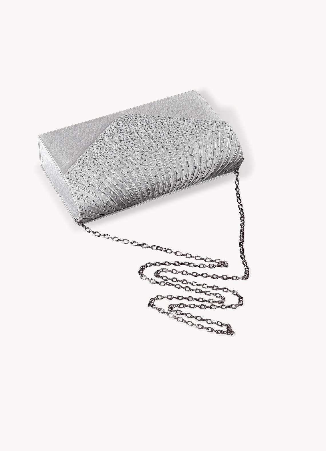 front Rhinestone Satin Clutch Bag