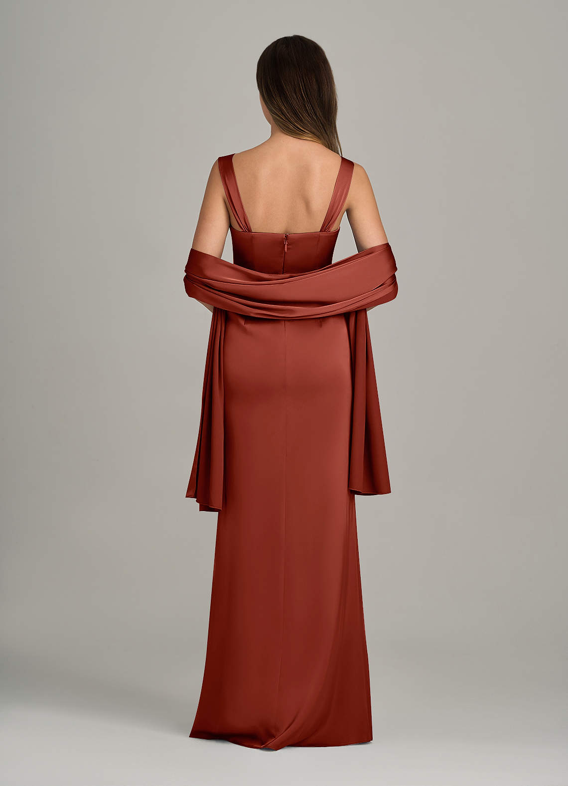 front Azazie Matching Color Ireland Stretch Satin Shawl