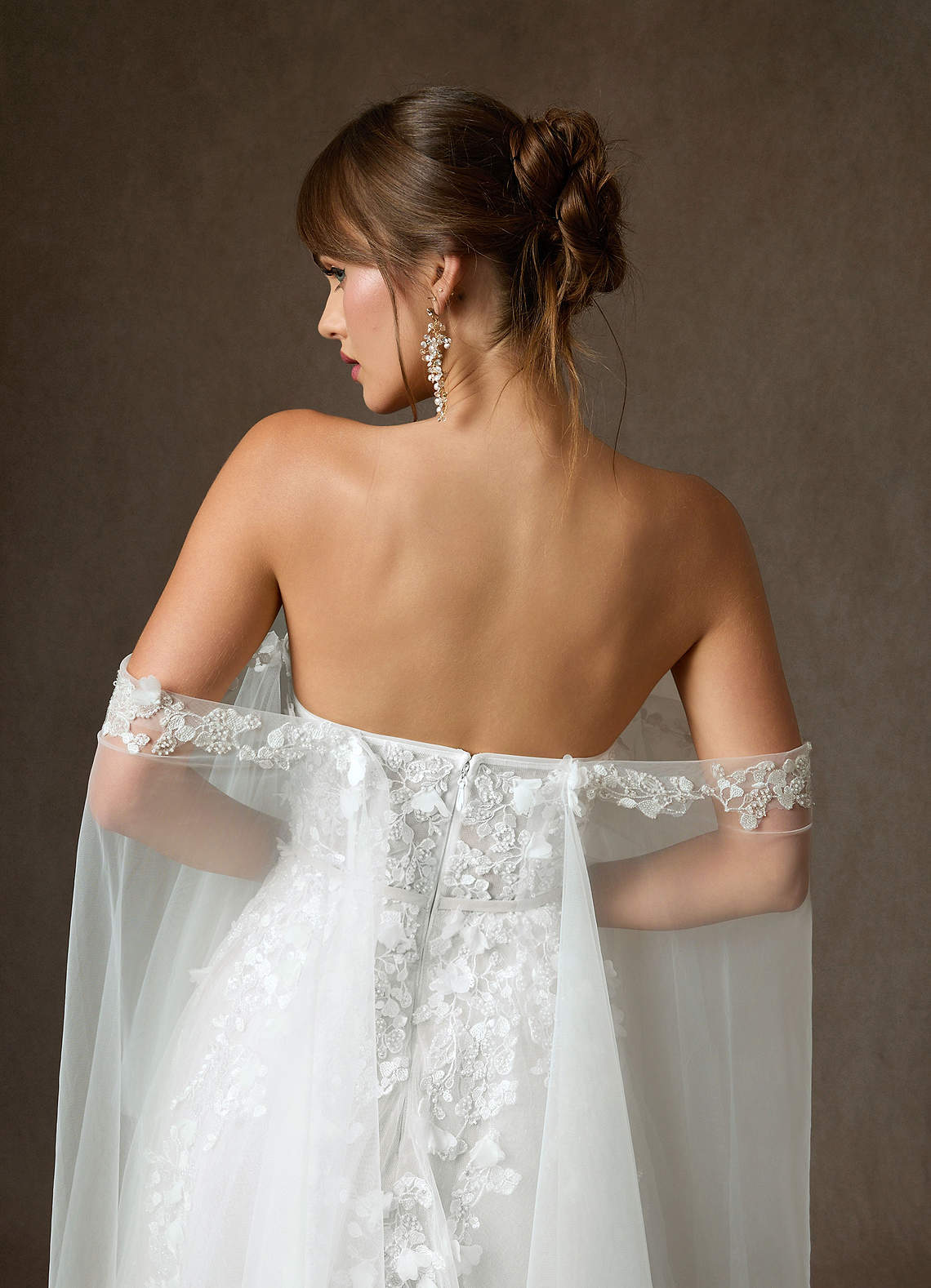 Azazie Wynery Wedding Dresses Diamond White Ball-Gown Off the Shoulder Lace Dress image8