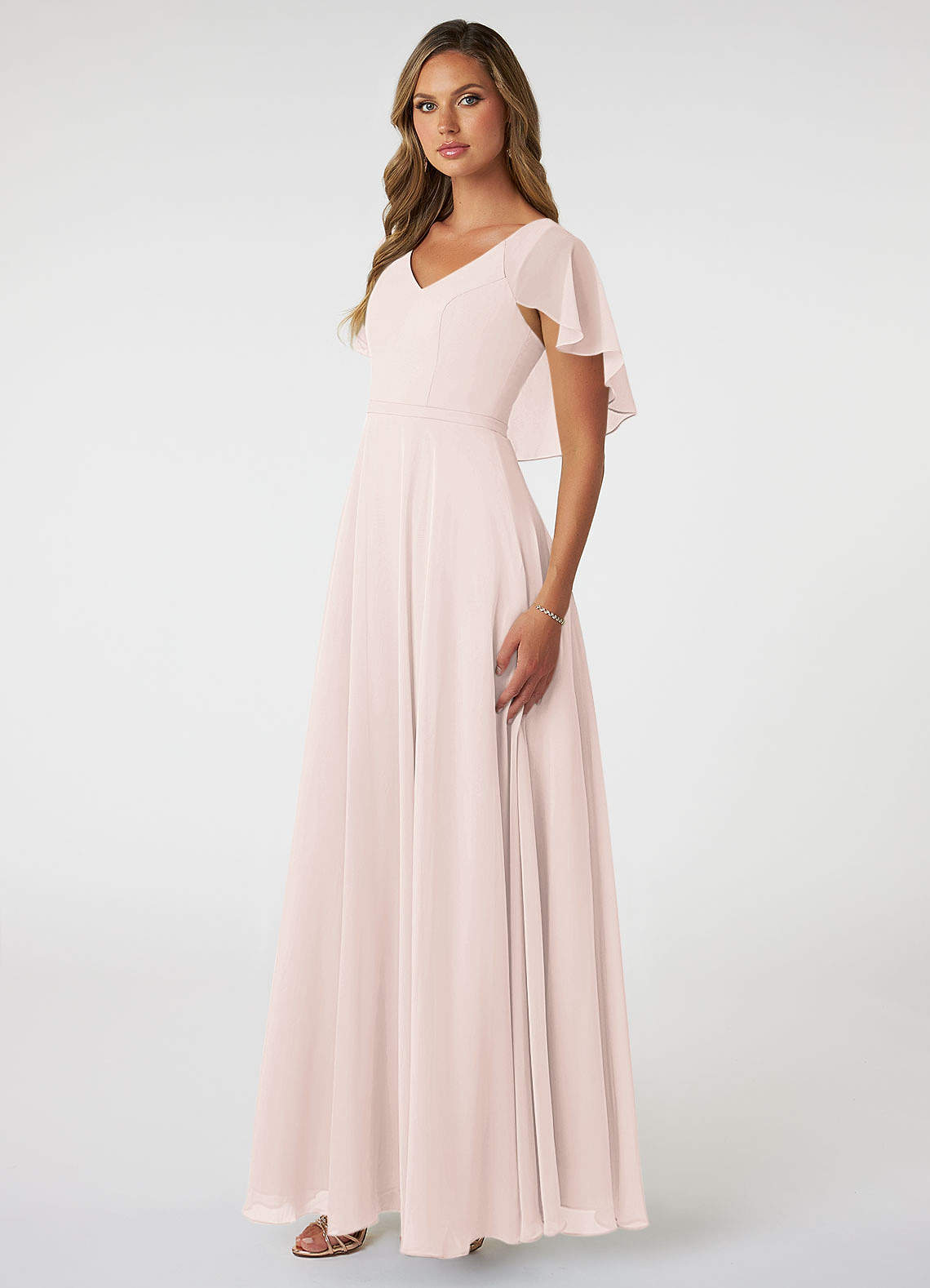 Azazie Jamie Ready to Ship Rose Petal Chiffon Bridesmaid Dresses | Azazie