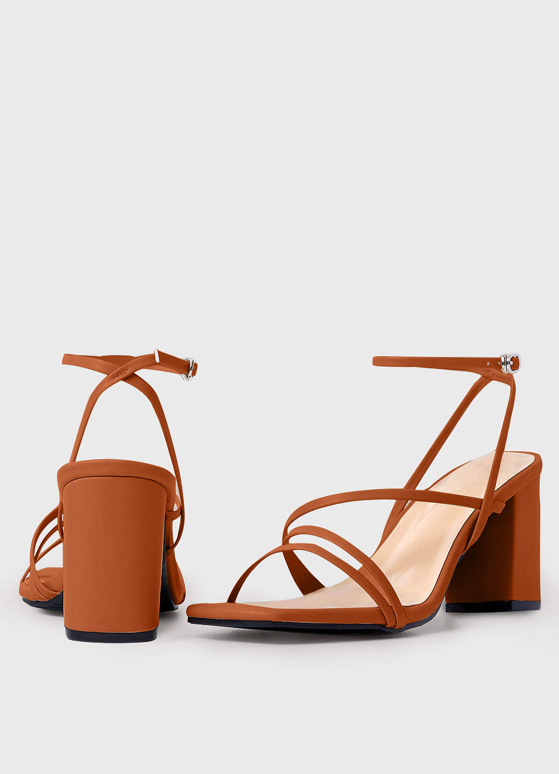 front Ankle Strap Block Heel Sandals