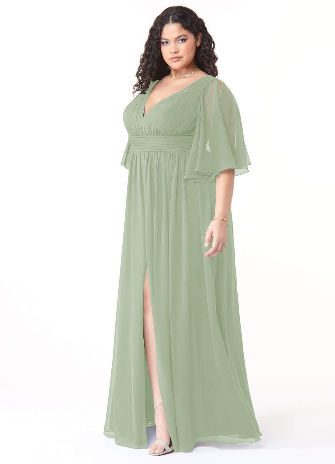 Azazie Temeka Dusty Sage Chiffon Bridesmaid Dresses | Azazie