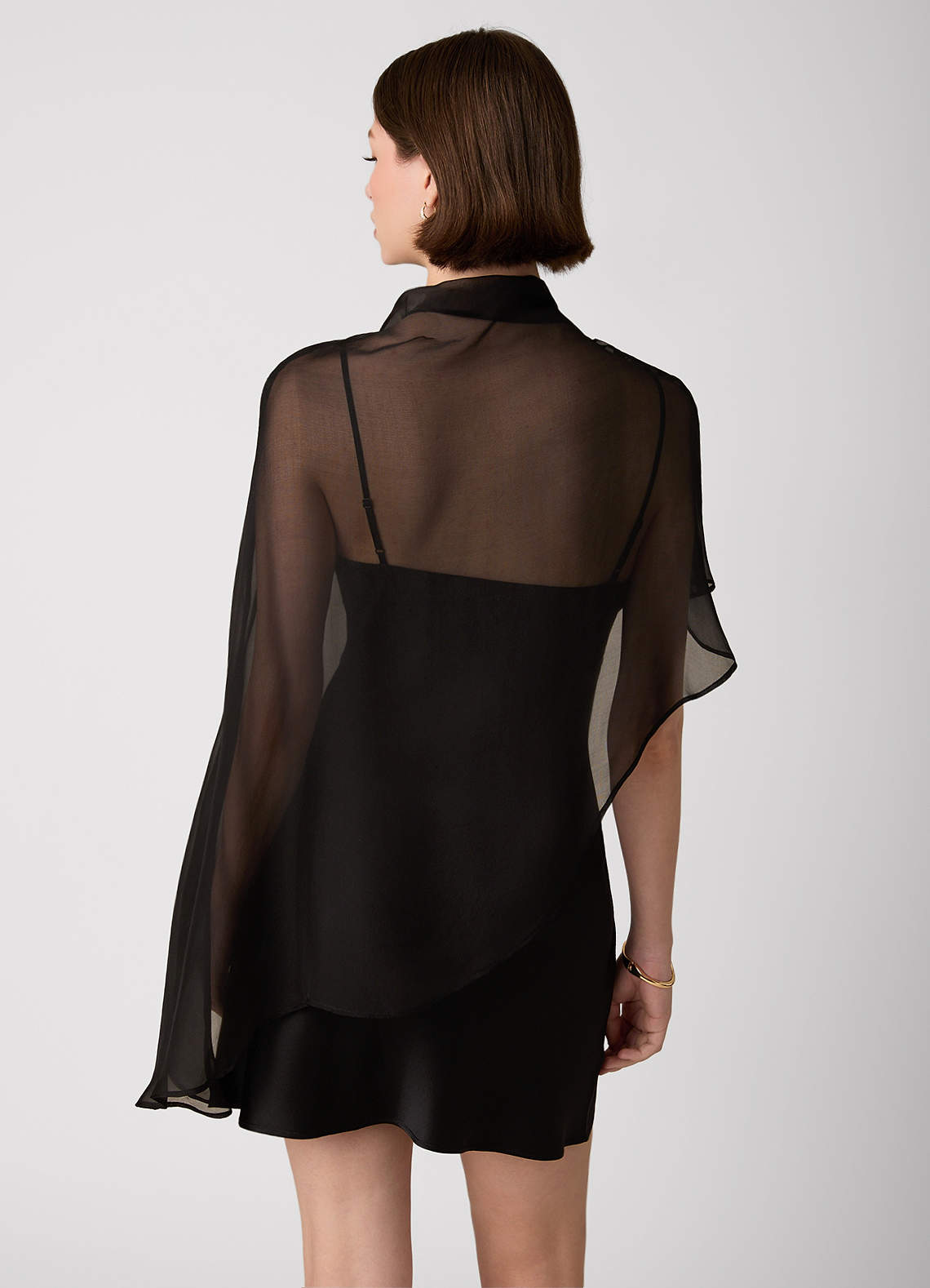 Crystle Black 100% Washable Silk Mini Dress | Azazie