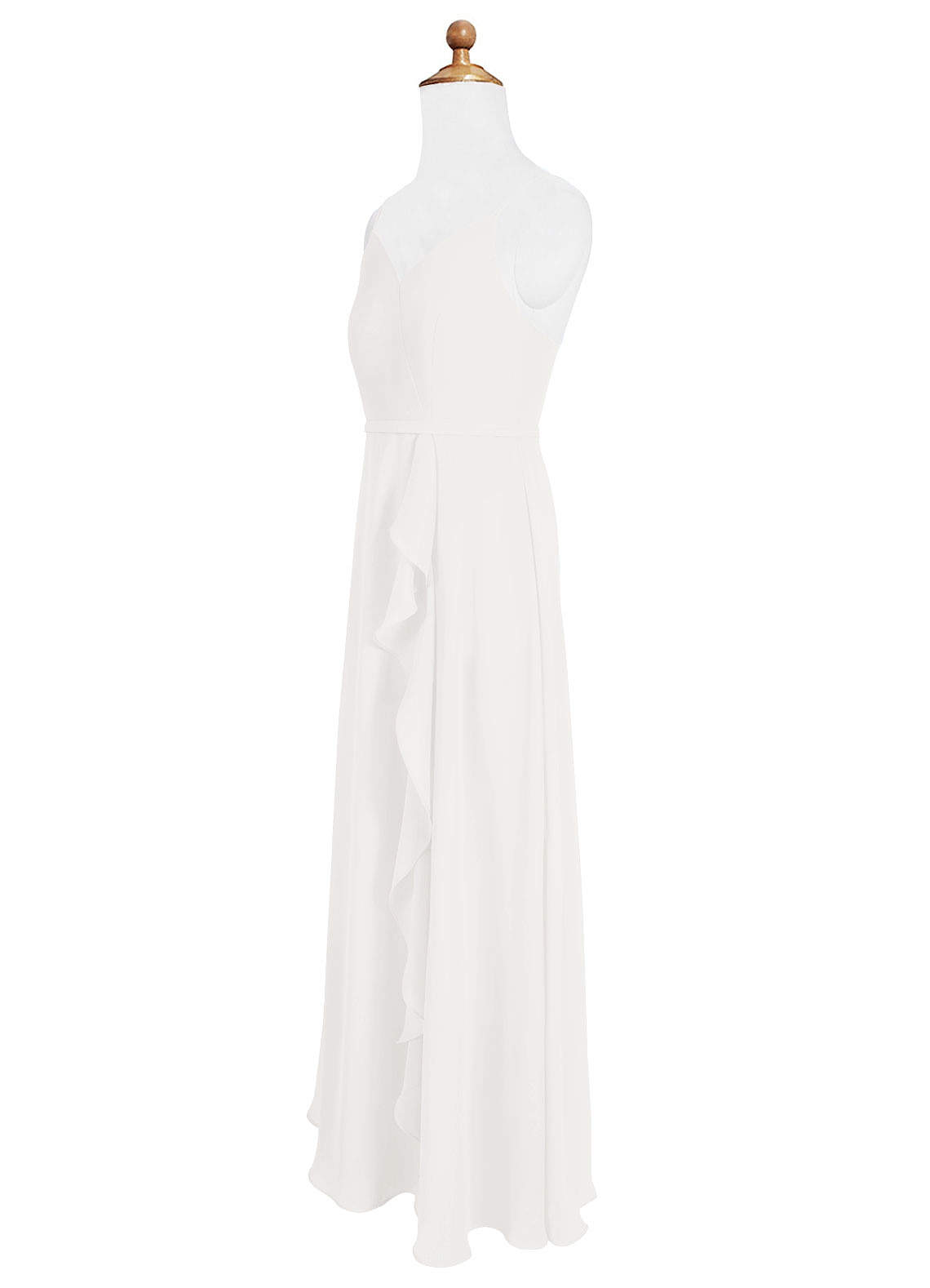 Azazie Naeem A-Line Ruched Chiffon Floor-Length Junior Bridesmaid Dress image1