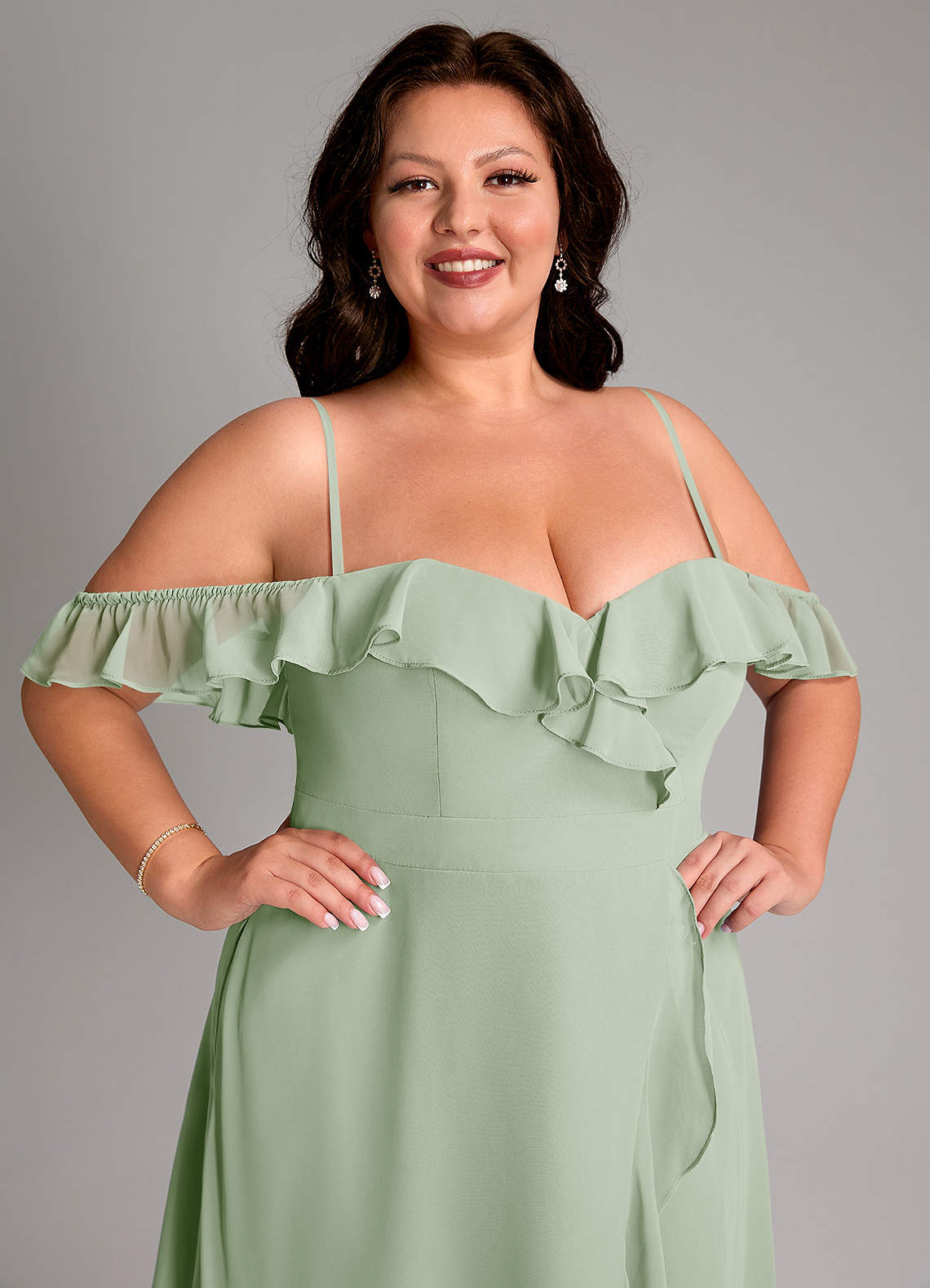 Azazie Lyra Bridesmaid Dresses Dusty Sage A-Line Chiffon Convertible Dress image16