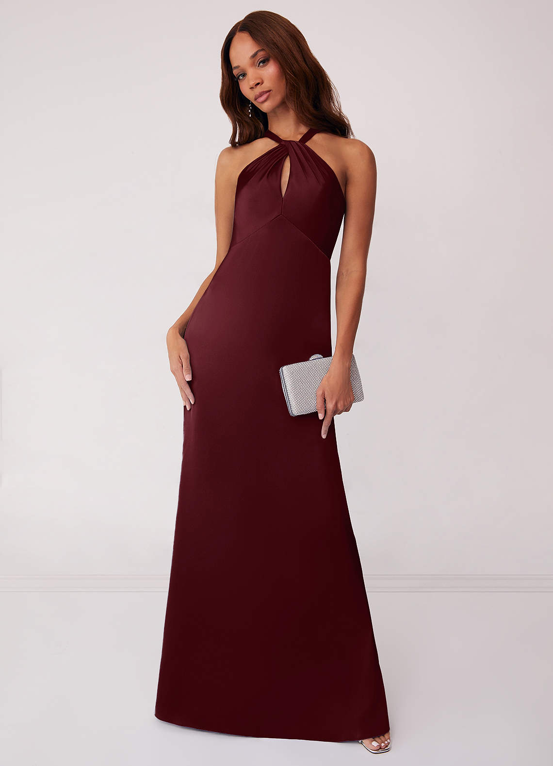 Barbie ♥ Azazie Jurken voor bruidsmeisjes Jurk van Stretch Satijn met Kolom Cabernet image1