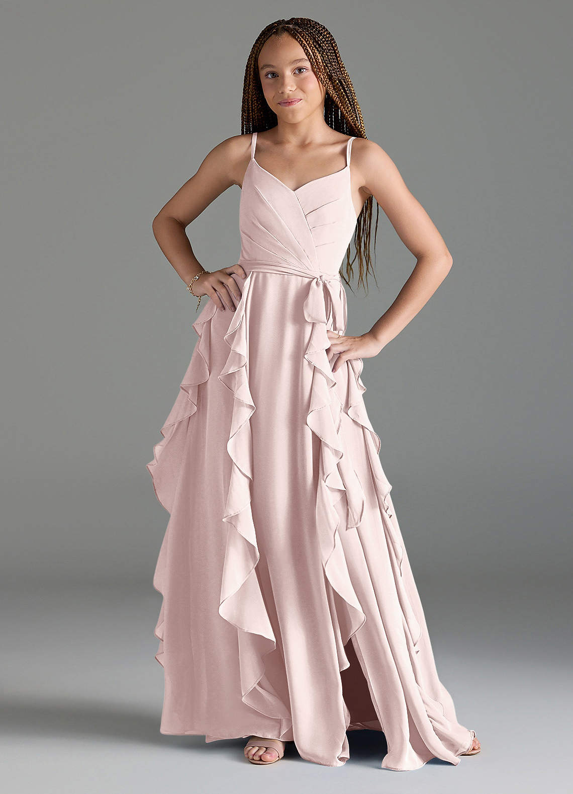 blue dress for baby girl Zapaka Women Junior Bridesmaid Dress Light Pink Chiffon One Shoulder Wedding Guest Dress, Light Pink / J6
