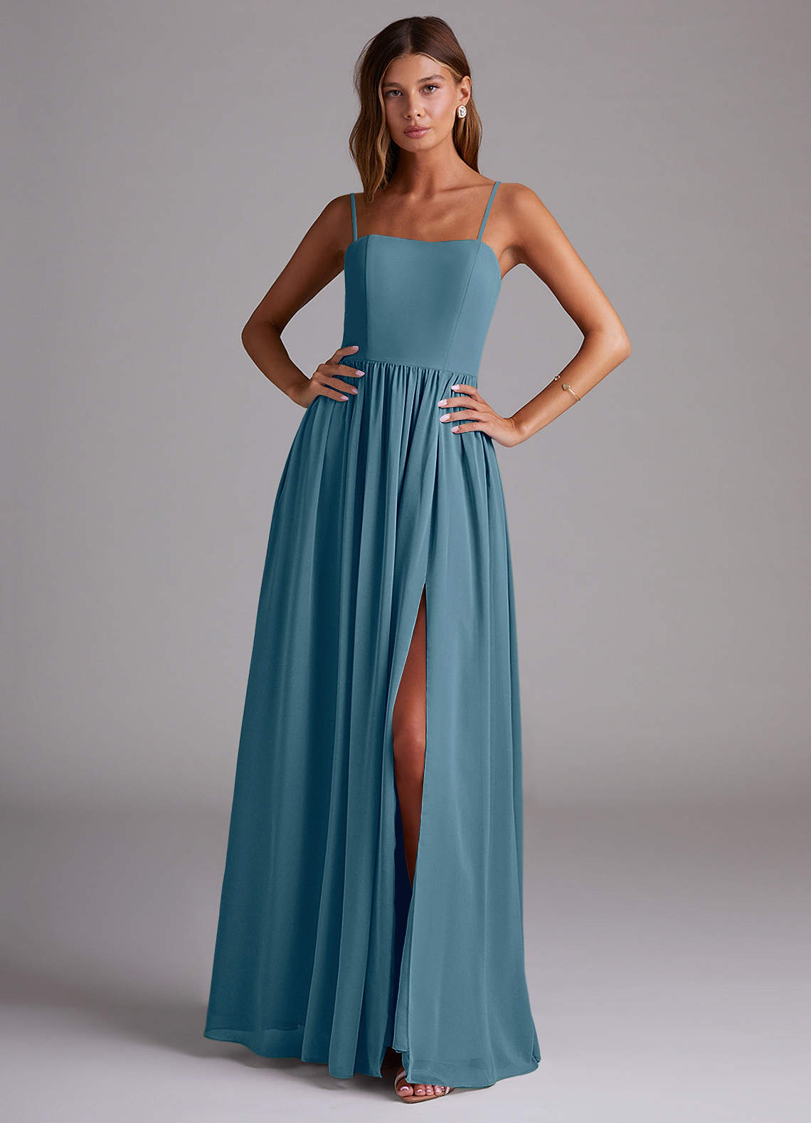Azazie Calianna Bridesmaid Dresses Bermuda A-Line Off the Shoulder Chiffon Convertible Dress image1