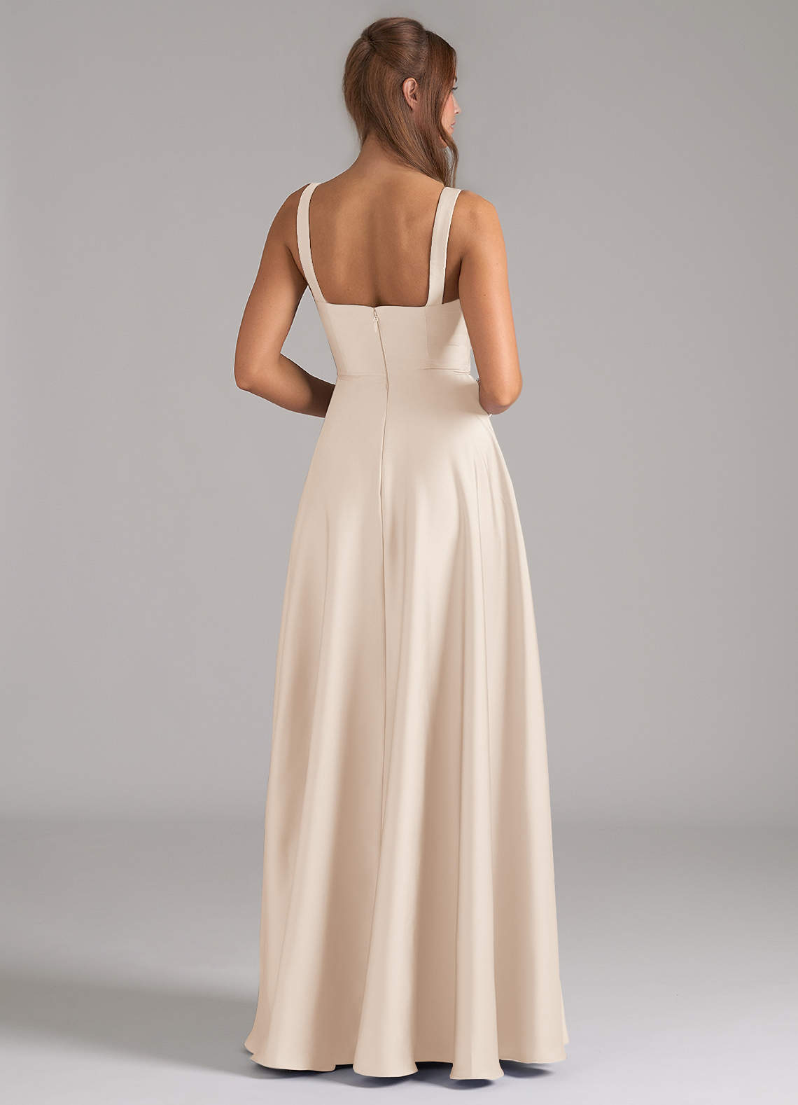 Azazie Shaude Brautjungfernkleider A-Linie Plissee Stretch-Satin Kleid Alabaster Weiß image5