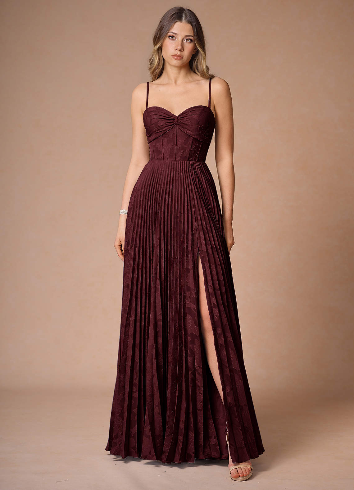 Azazie Floor-Length Maxi Dresses A-Line Wedding Guest Formal Dresses Sweetheart Wine