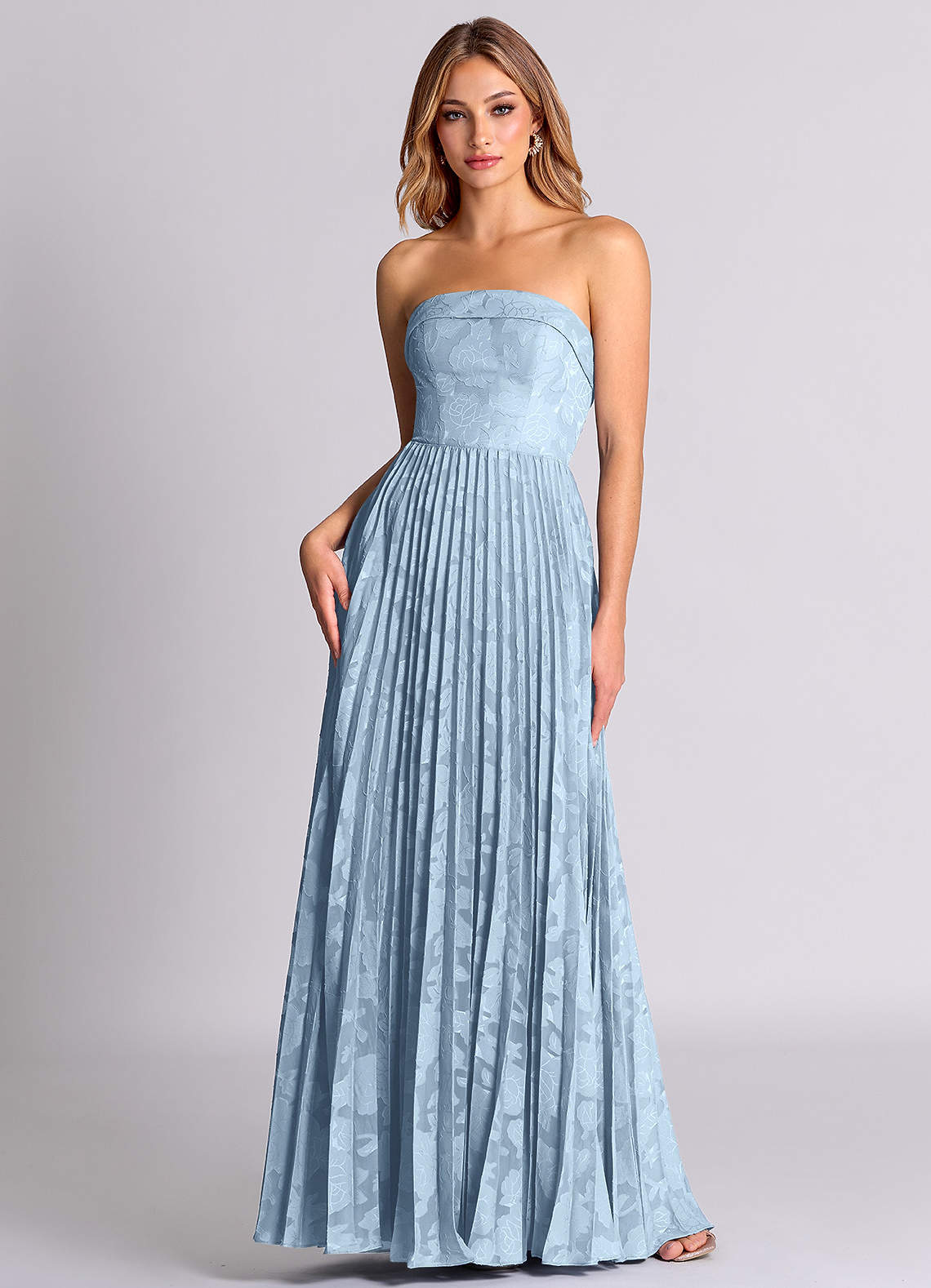 Azazie Mariana Sky Blue Floral Burnout Bridesmaid Dresses | Azazie