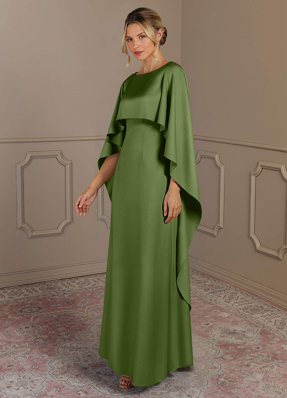 Azazie Eli vestidos de madre de la novia Vestido de Enebro de Satén Elástico de Recto con Cuello de barco image2