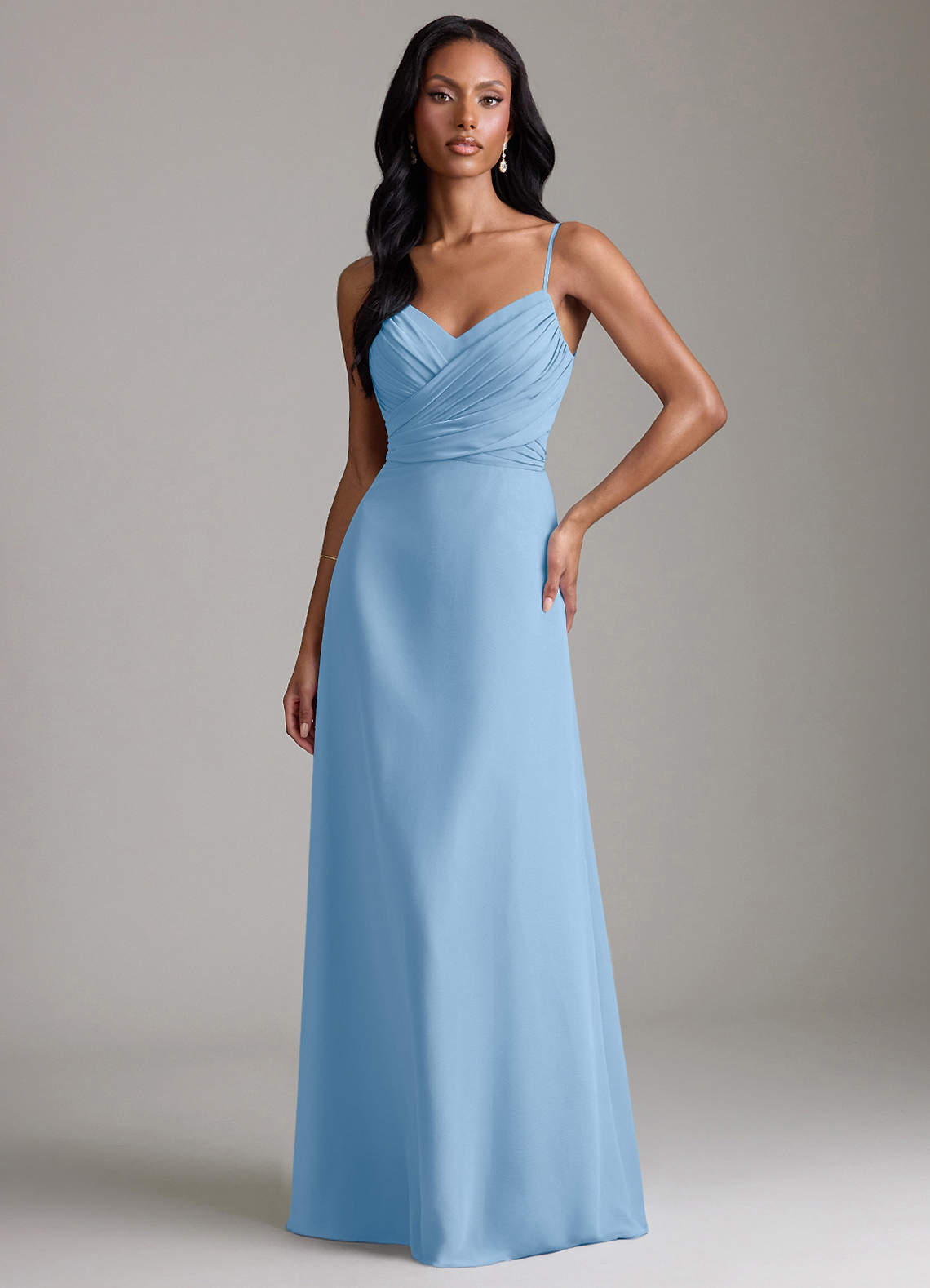 Azazie Kali Ready to Ship Powder Blue Chiffon Bridesmaid Dresses