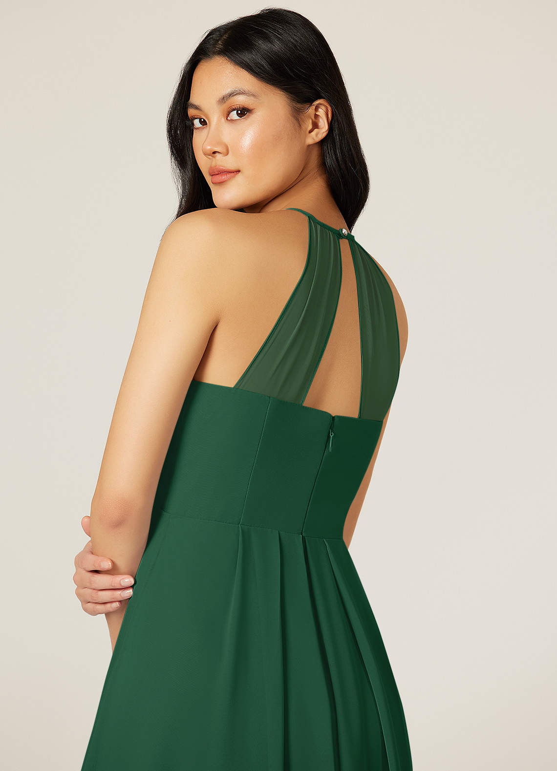 Azazie Sarah Ready to Ship Dark Green Chiffon Bridesmaid Dresses | Azazie UK