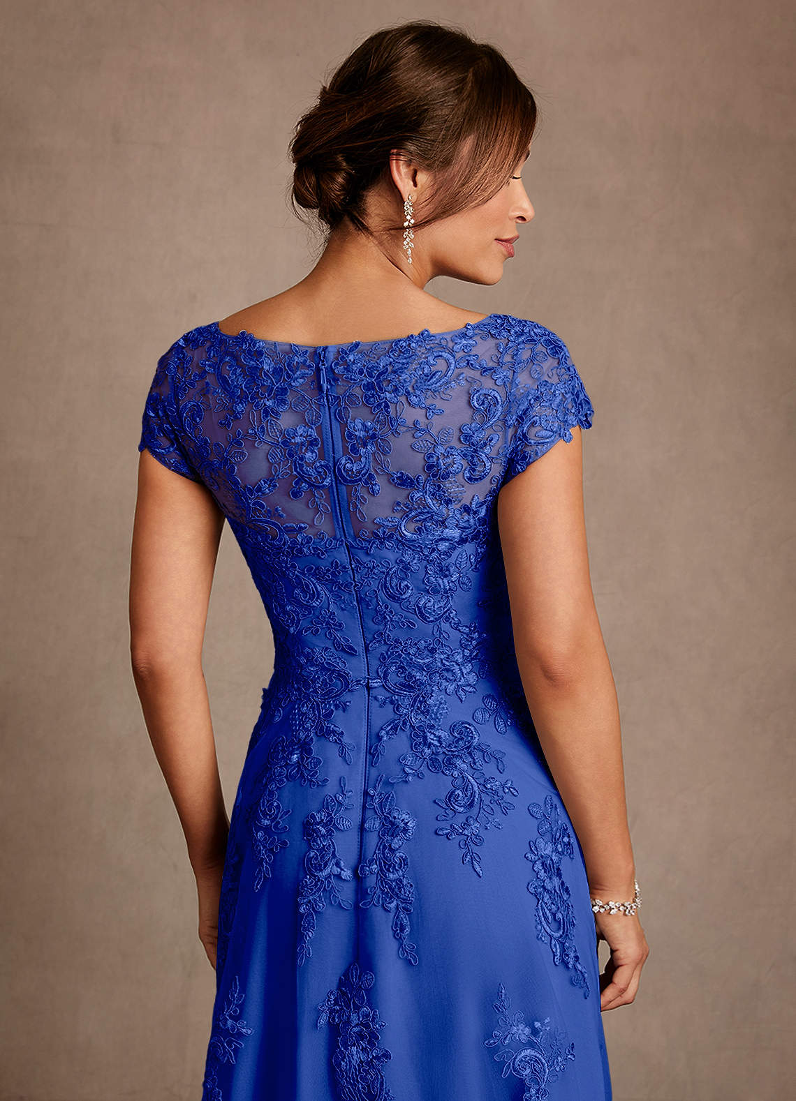 Azazie Jolanda Mother of the Bride Dresses Royal Blue A-Line Lace Dress image5