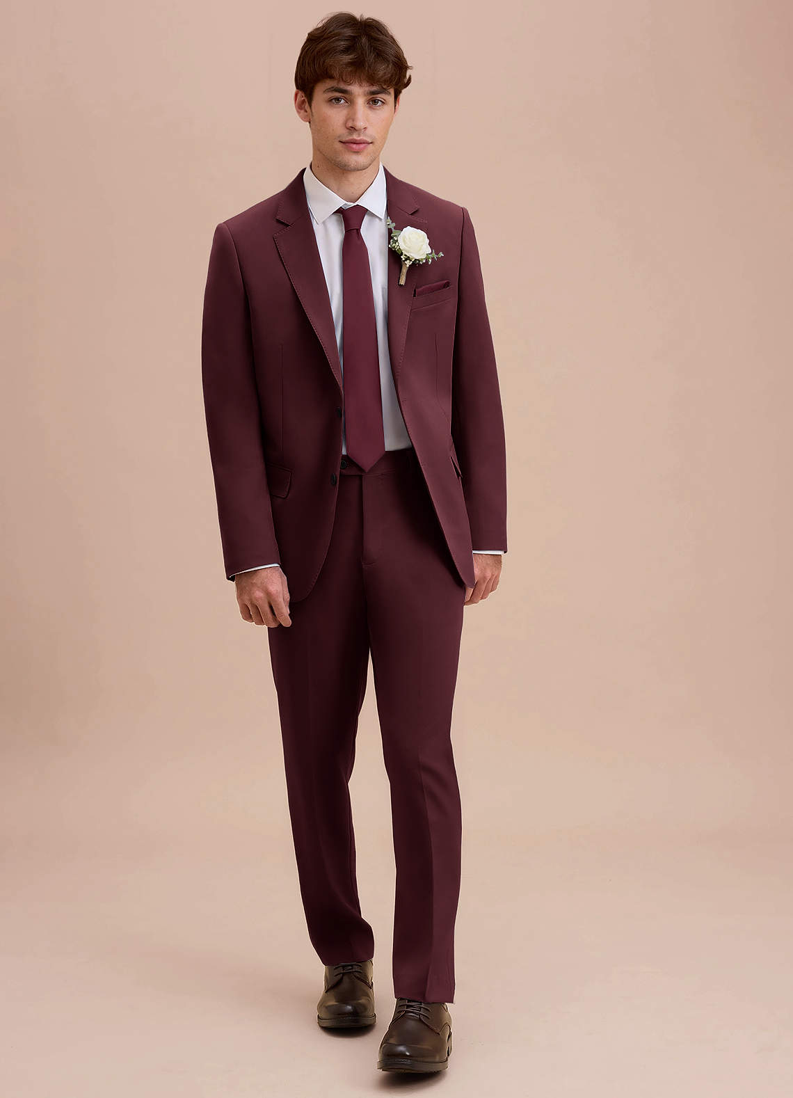 front Ethan Cabernet Refined Weave Performance Suit