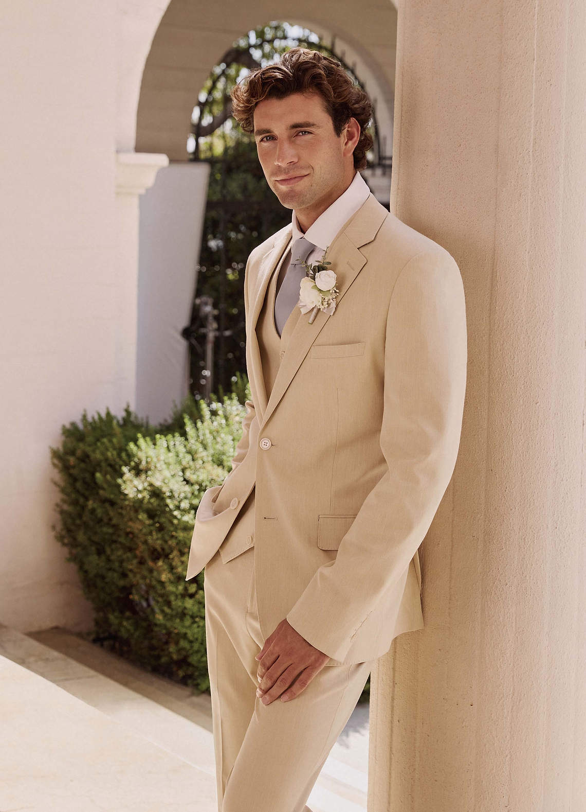 front Savile Tan Wool Blend Suit Jacket