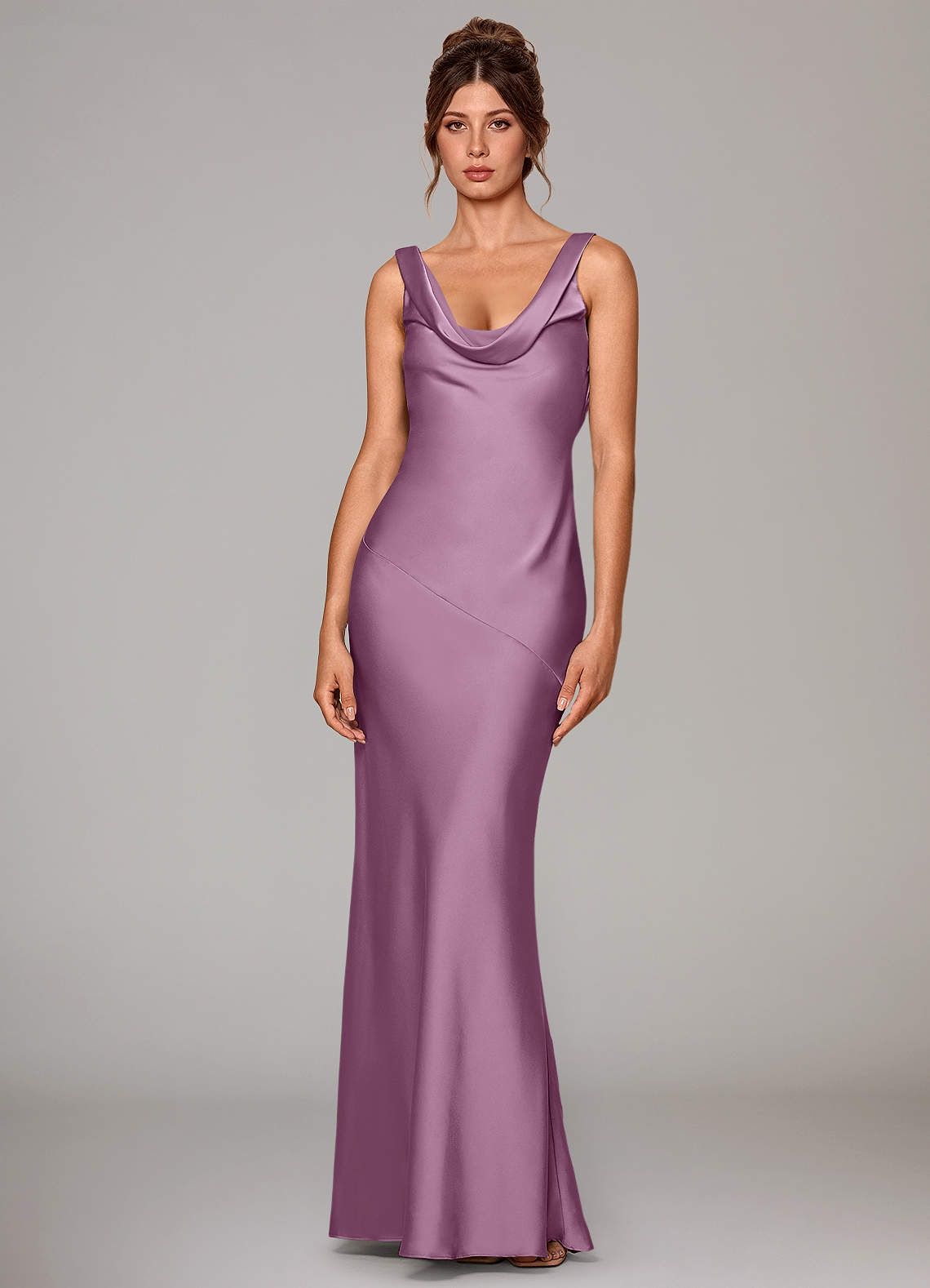 Azazie Rylina Bridesmaid Dresses Wisteria Mermaid Stretch Satin Dress image1