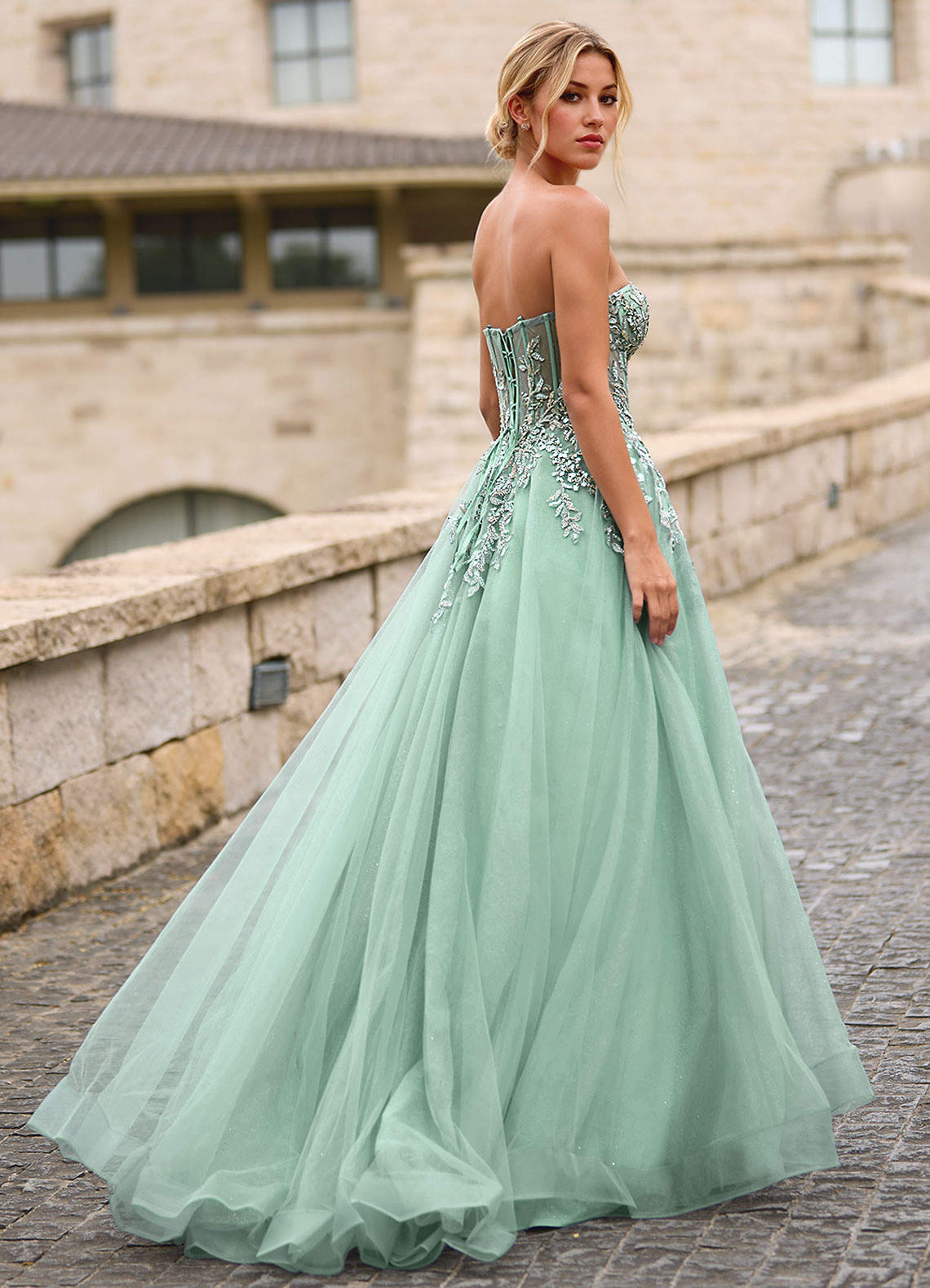 open lace back dress Marsoni by Colors MV1326 - Long Stretch Mikado Mermaid Dress main image 0