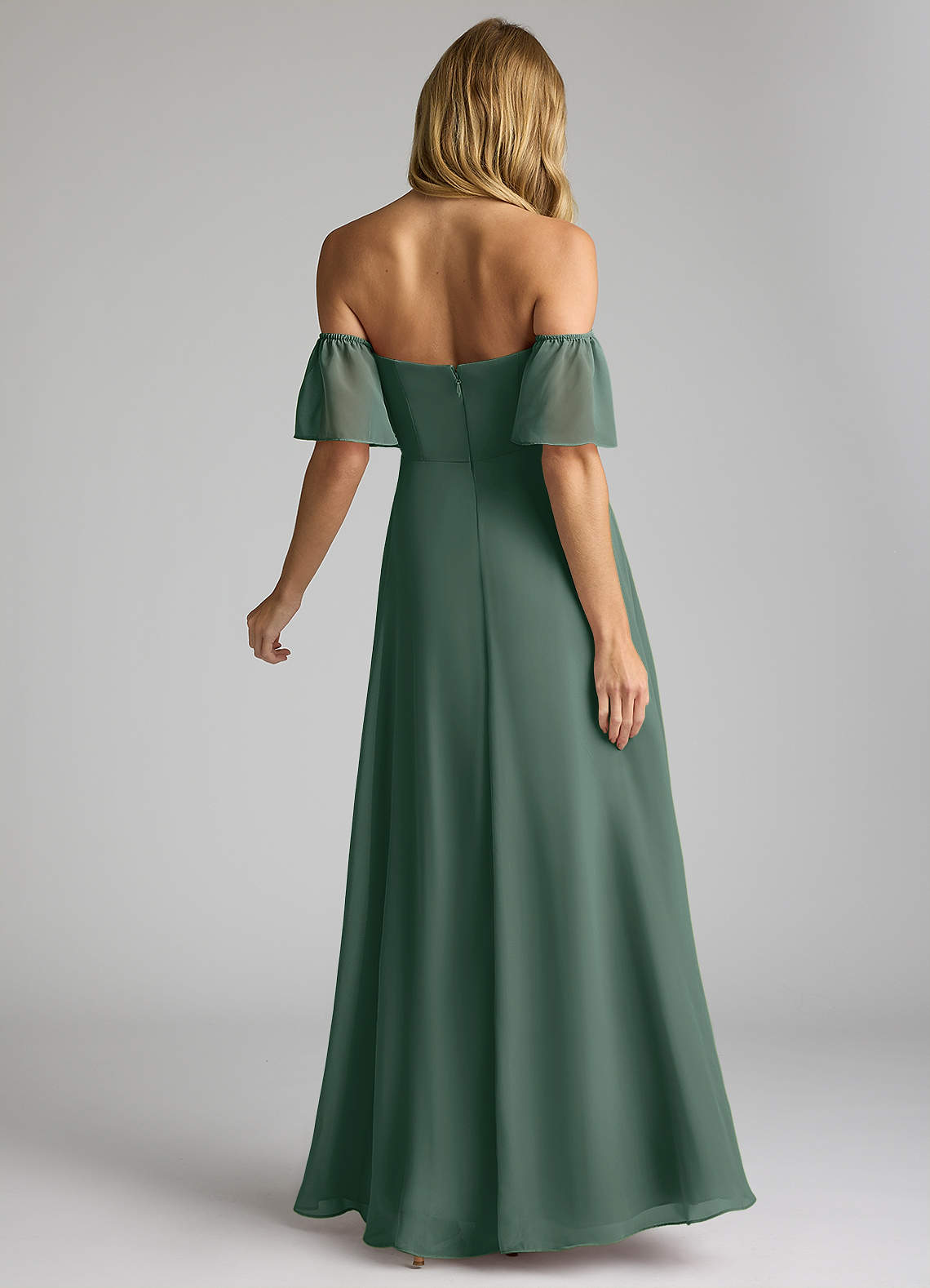 sea moss bridesmaid dresses Simple blue off shoulder long prom dress blue bridesmaid dress – shdress main image 0