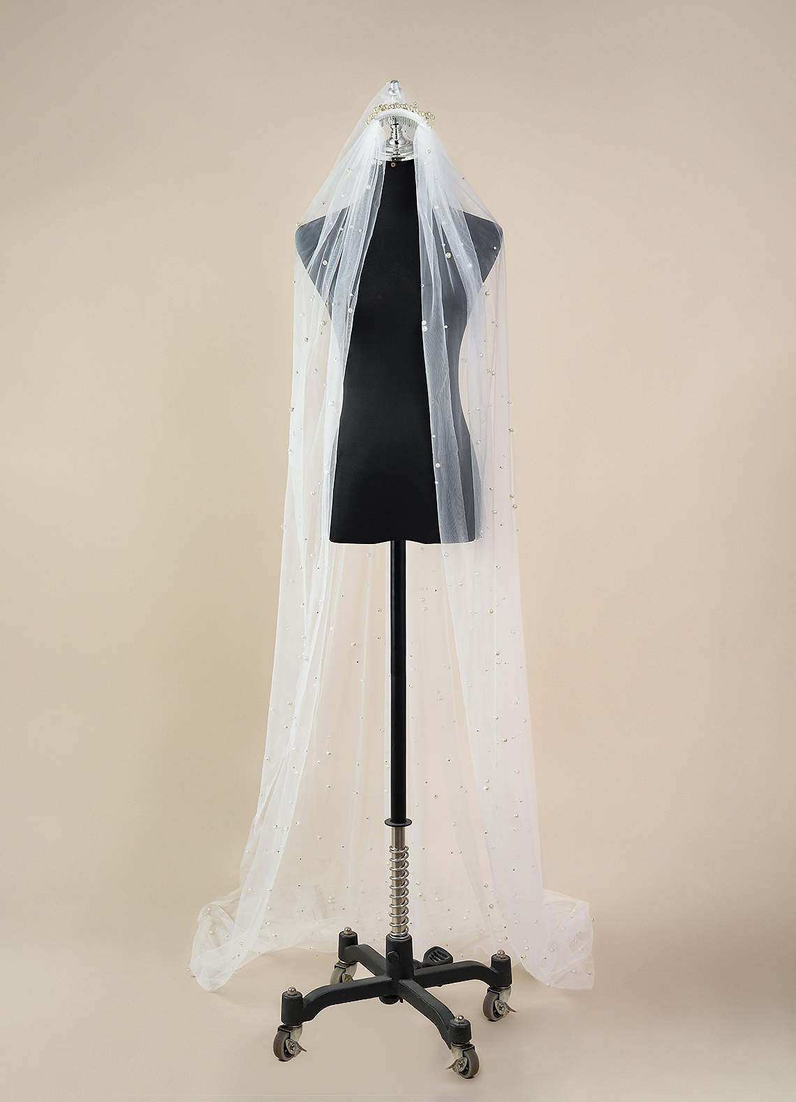 front Quin Pearl Chapel Length Veil