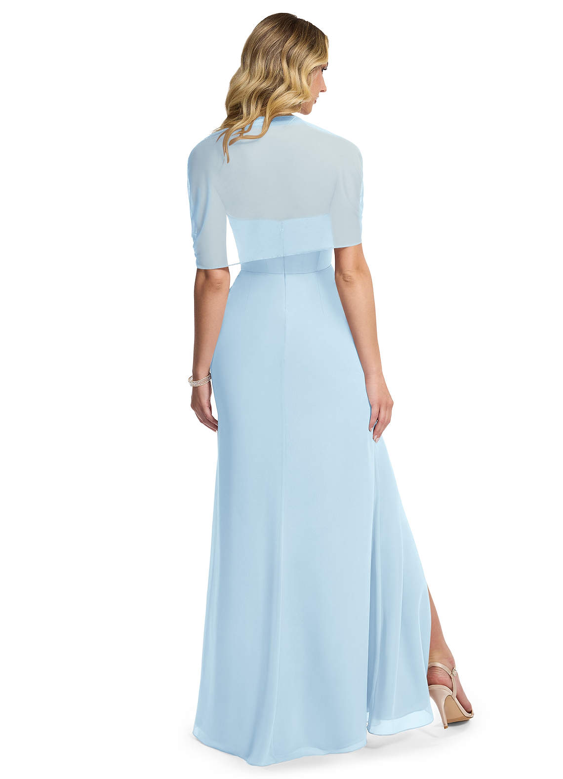 sachin and babi light blue dress Amalfi Coast Light Blue Chiffon Short Sleeve Pleated Belted Maxi Dress