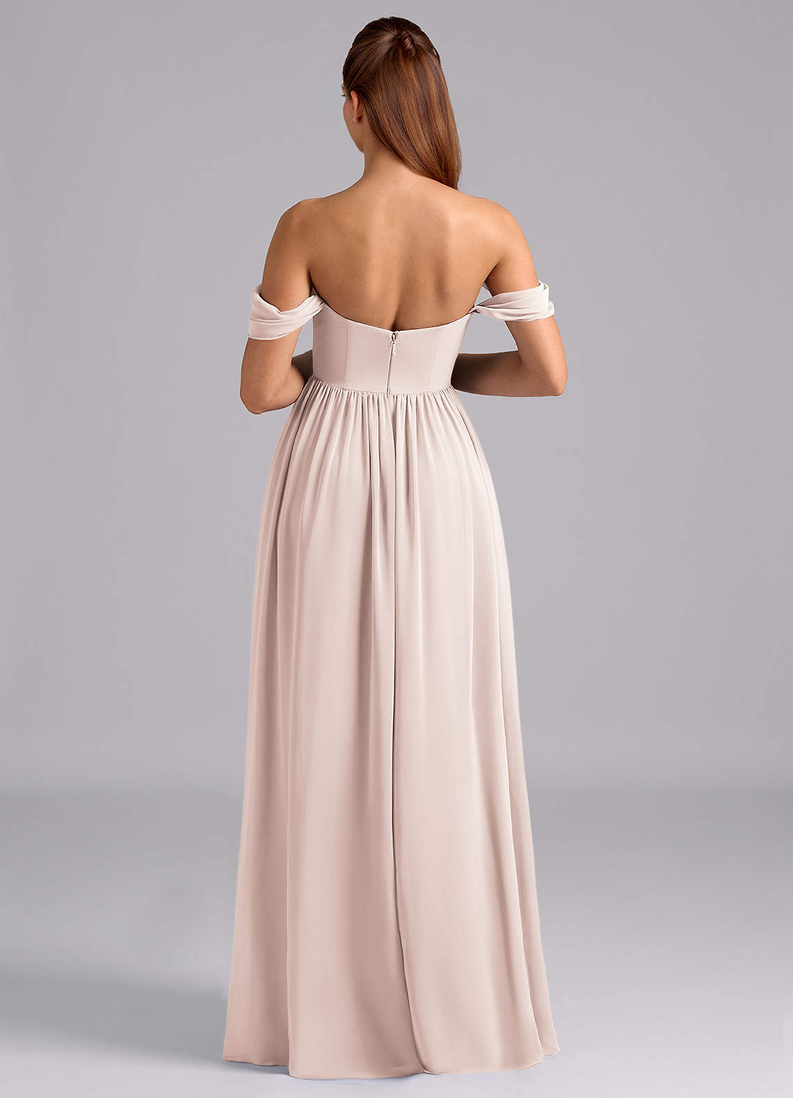 Azazie Saige Maternity Bridesmaid Dresses A-Line Pleated Chiffon Floor-Length Dress image1