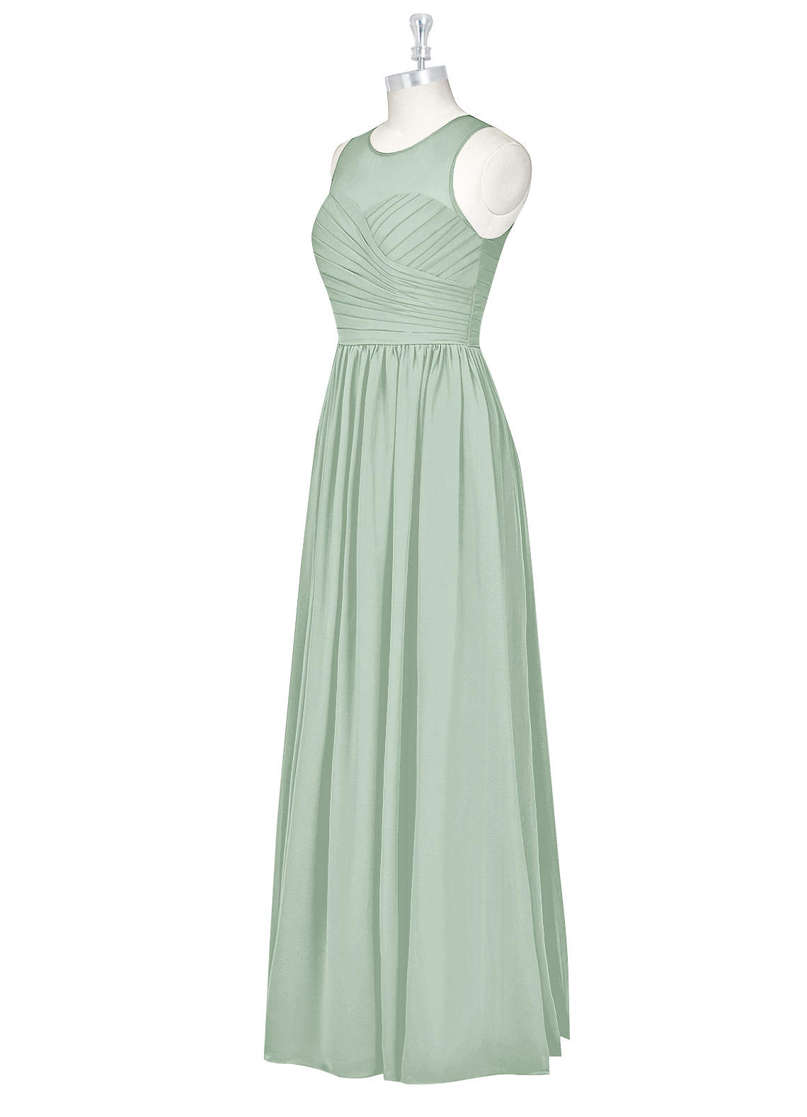 Azazie Nina Robes de demoiselle d'honneur Robe Trapèze en Mousseline de soie Plissée Agave image7