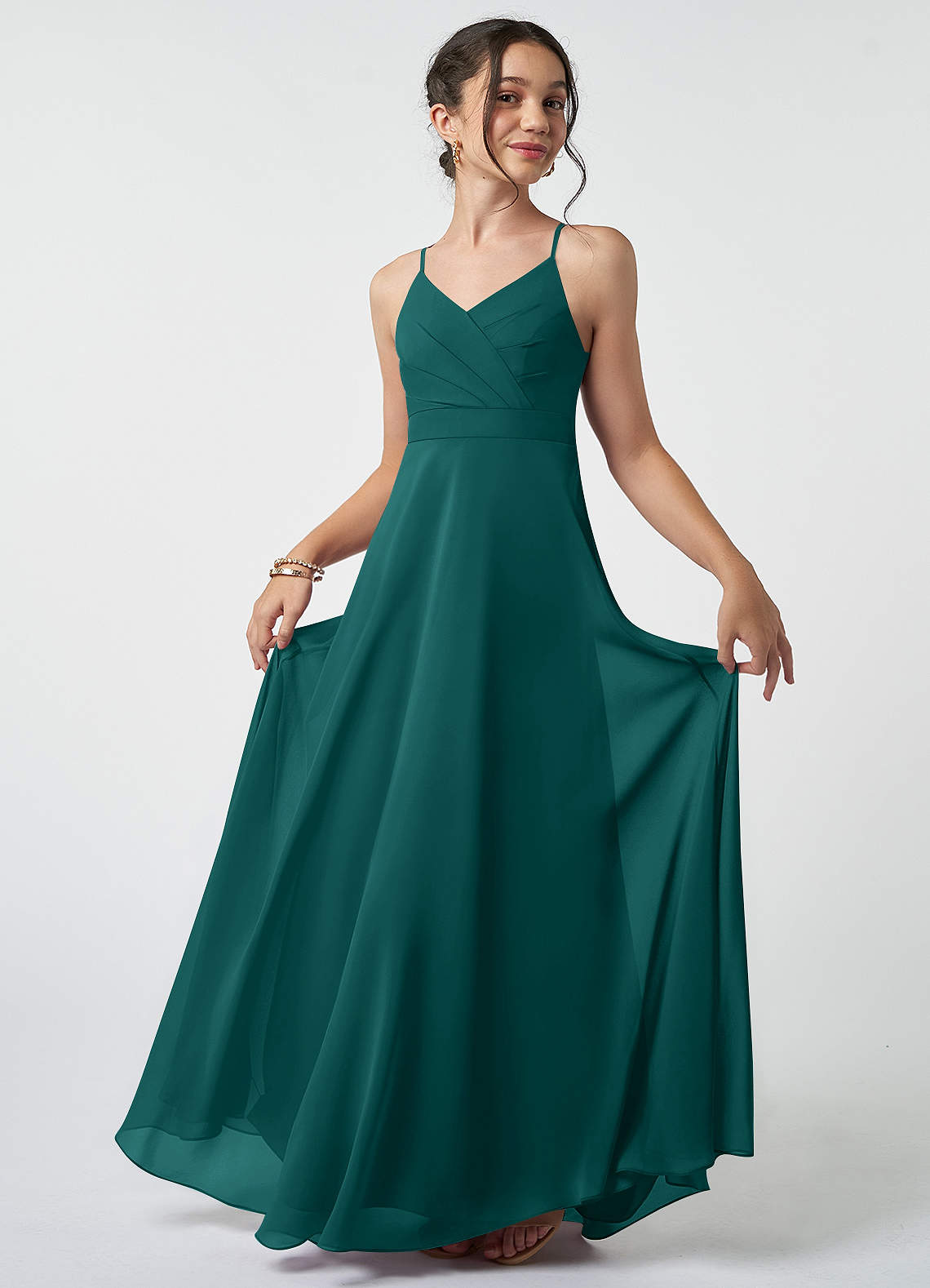 Azazie Avelina Junior Bridesmaid Dress in Peacock | Azazie