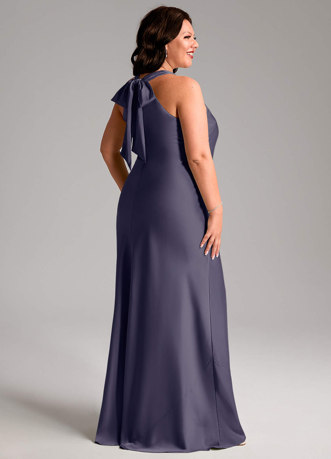 Azazie Doretta Bridesmaid Dresses Stormy Mermaid Pleated Stretch Satin Dress image8