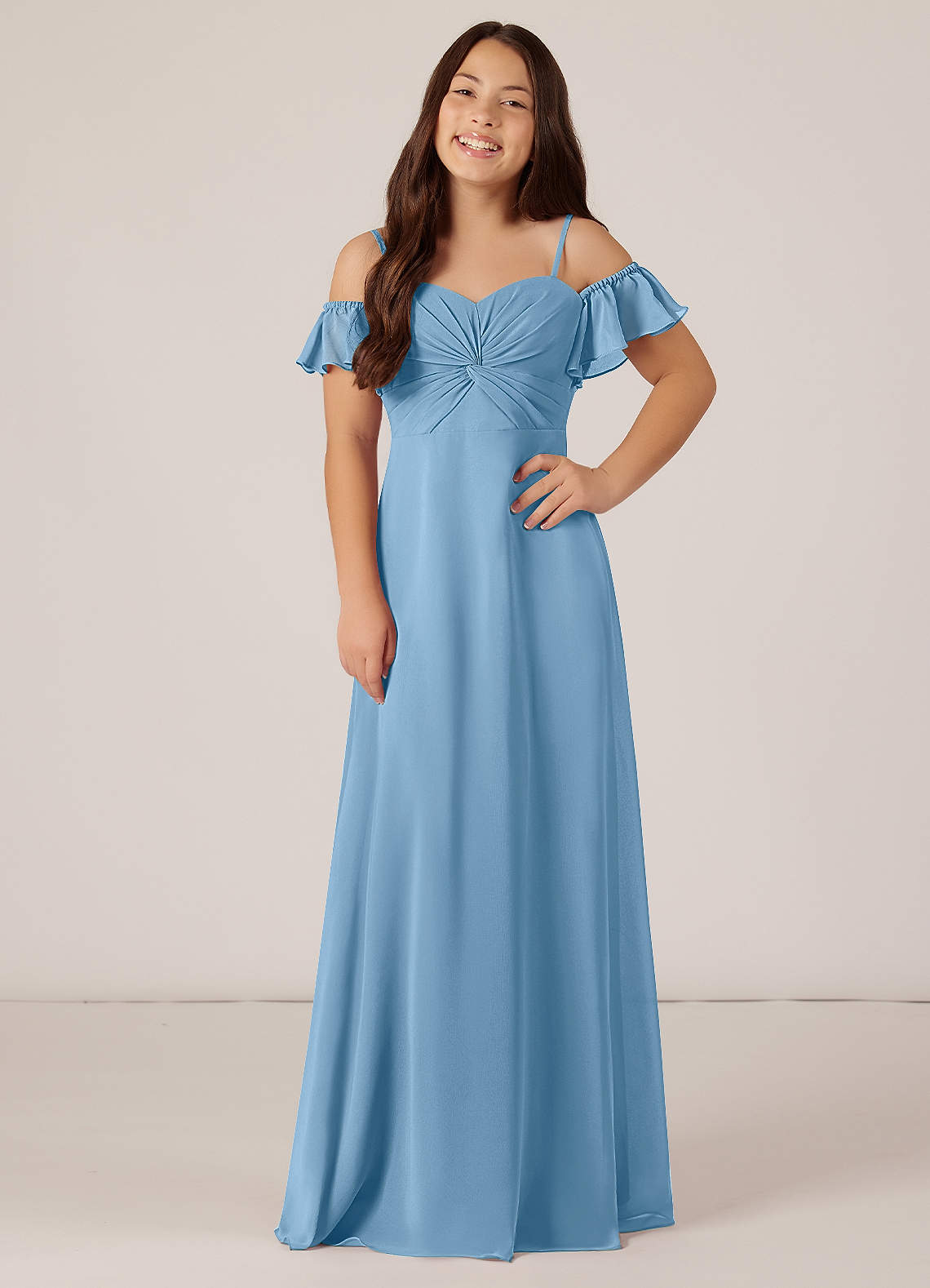 Azazie Juna Junior Klänning av A-Line i Chiffong Av axeln image1