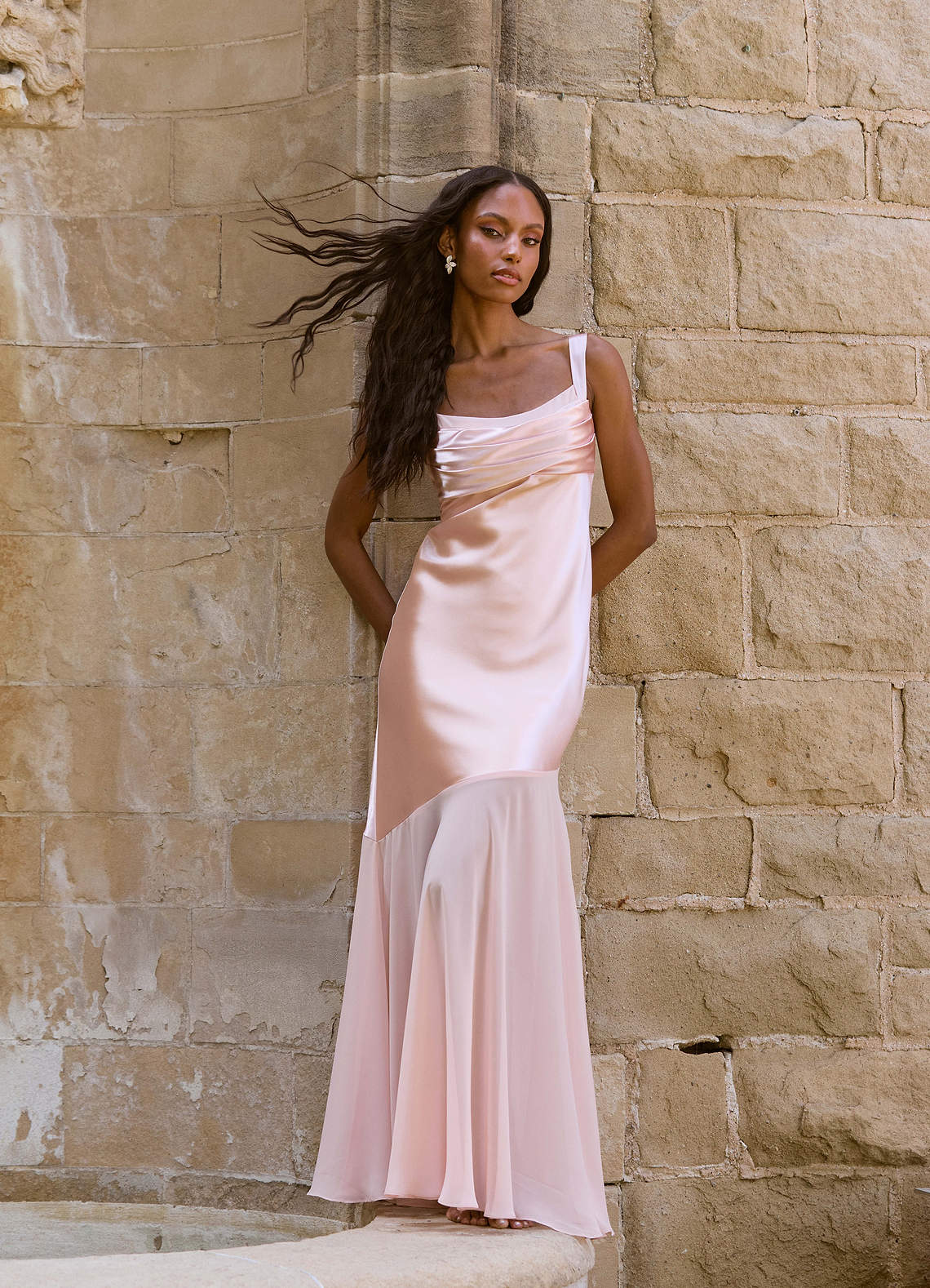 スーツ・フォーマル・ドレス Arobe  Flake Embroidery Tired Dress Felicity Rose Gold Maxi Dress | Azazie
