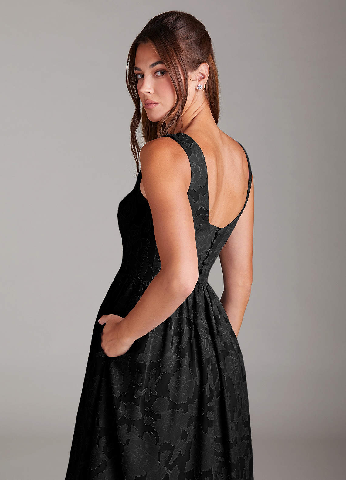 green emerald velvet dress Black Lace High Neck Mini Dress | Dresses main image 0