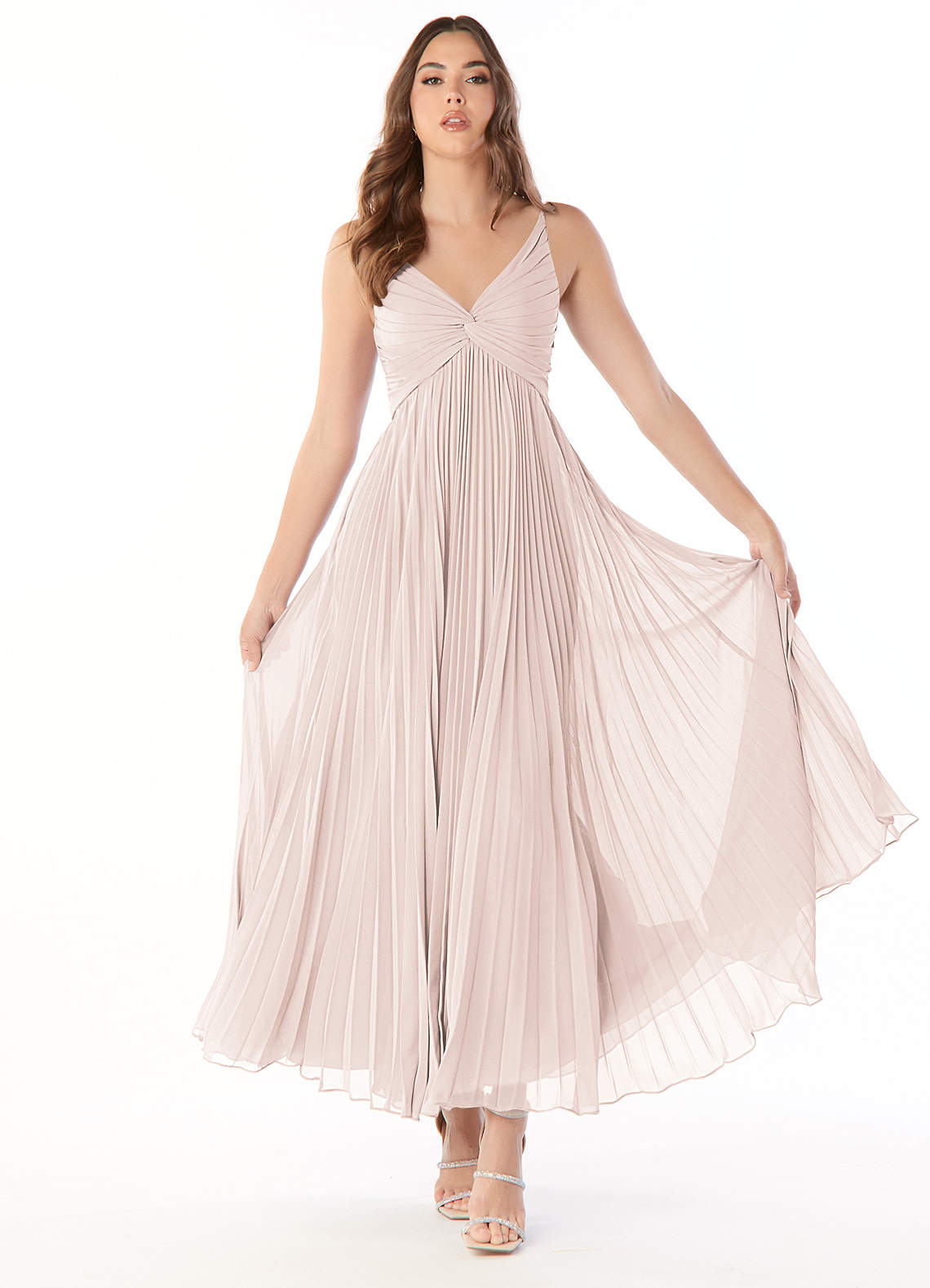 Azazie Raychelle Bridesmaid Dresses Rose Petal A-Line V-Neck Chiffon Dress image1