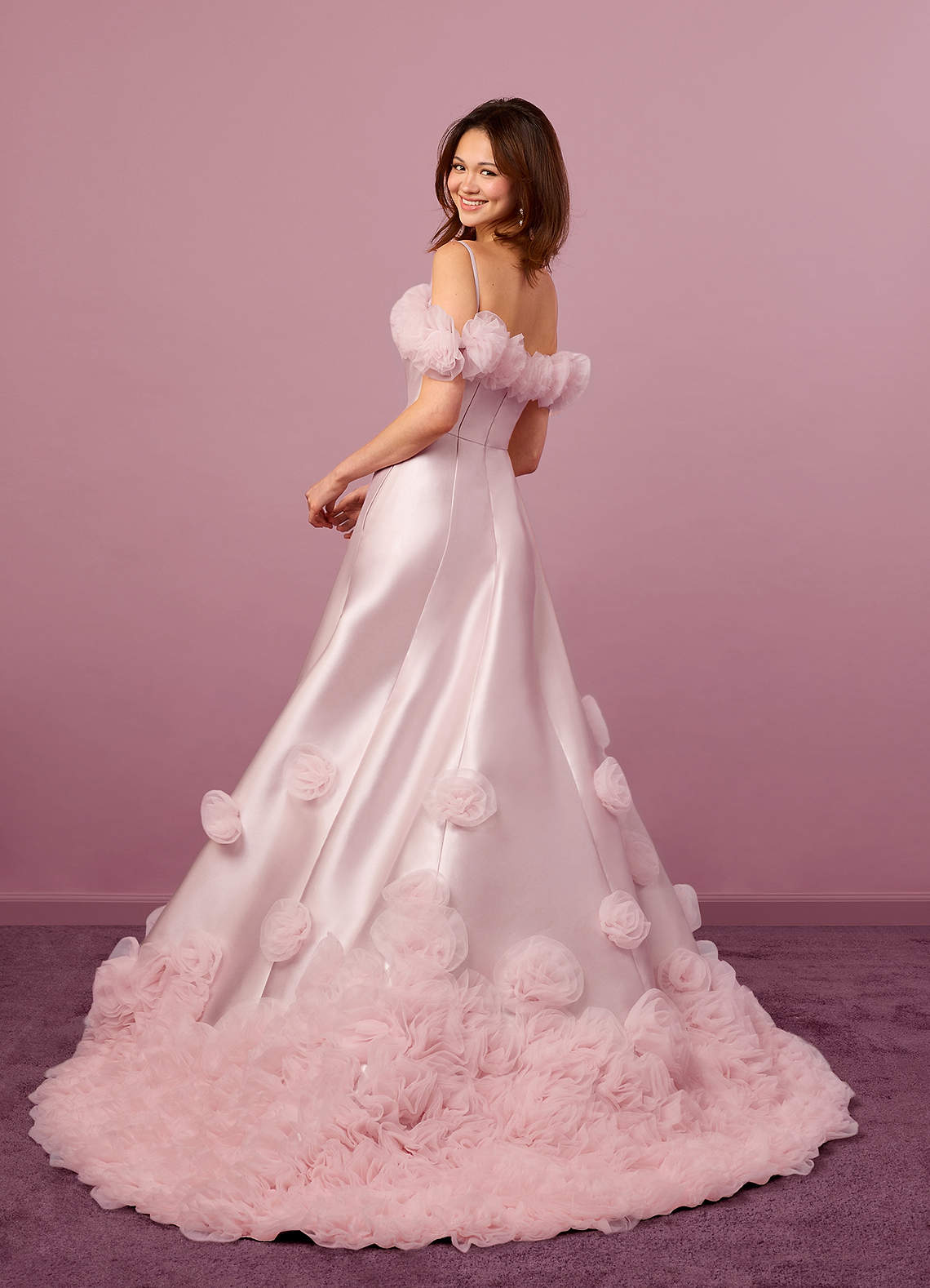 Barbie ♥ Azazie Wedding Dresses Ball-Gown Off the Shoulder Mikado Chapel Train Dress image1