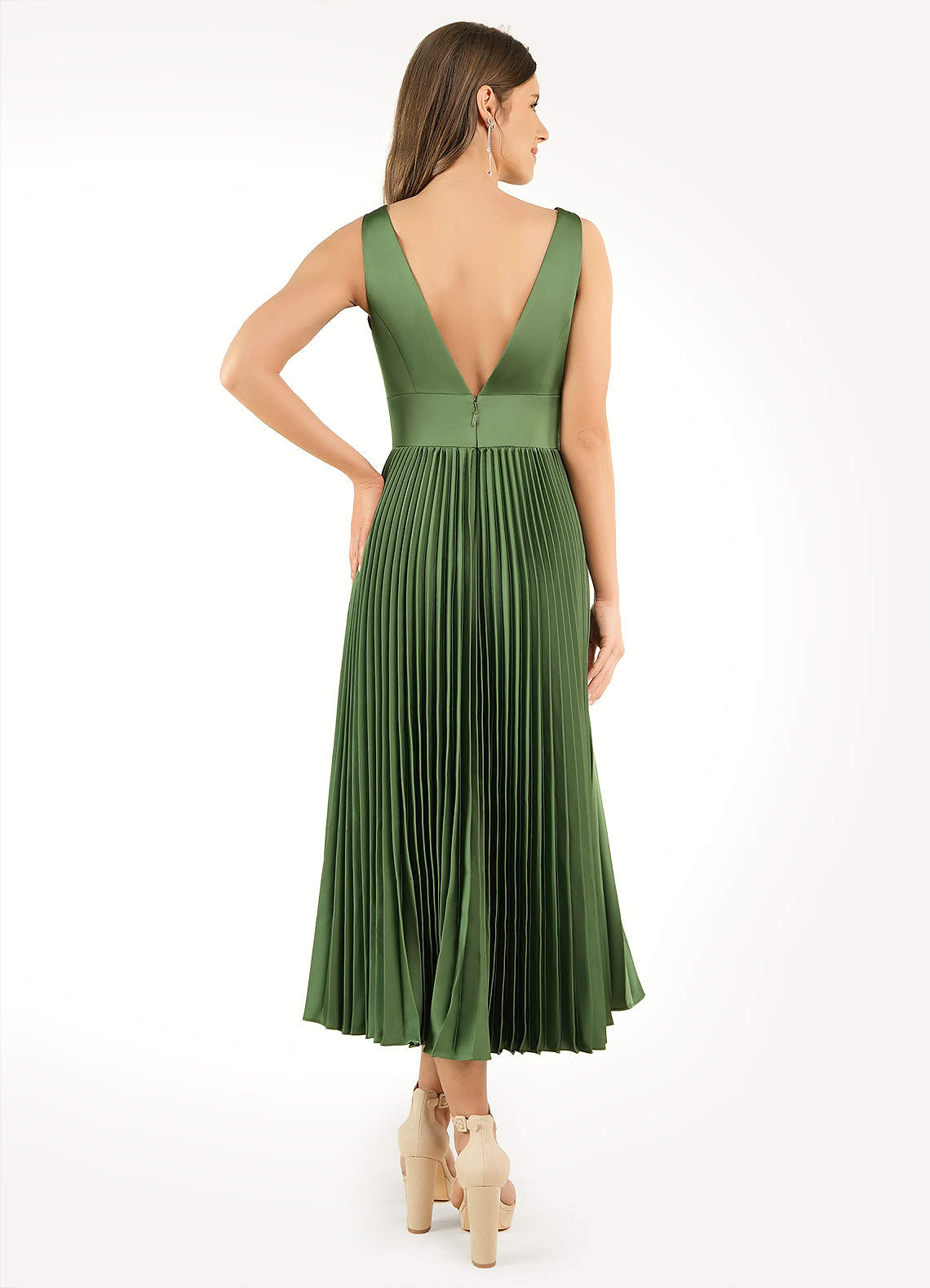 green pleated wrap dress Green Pleated Velvet Wrap Maxi Dress – PinkBlush main image 0