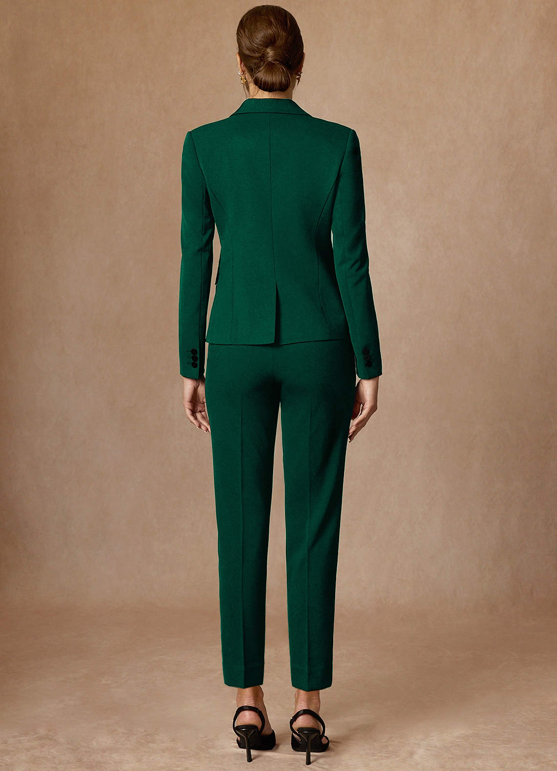 front Whitney Emerald Refined Weave Performance Full Length Dress Pants