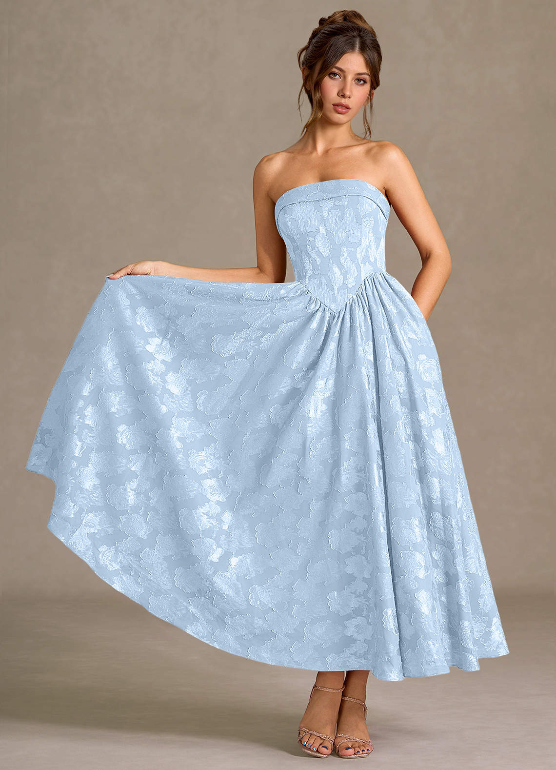 Midi jurk Mila Poederblauw image1