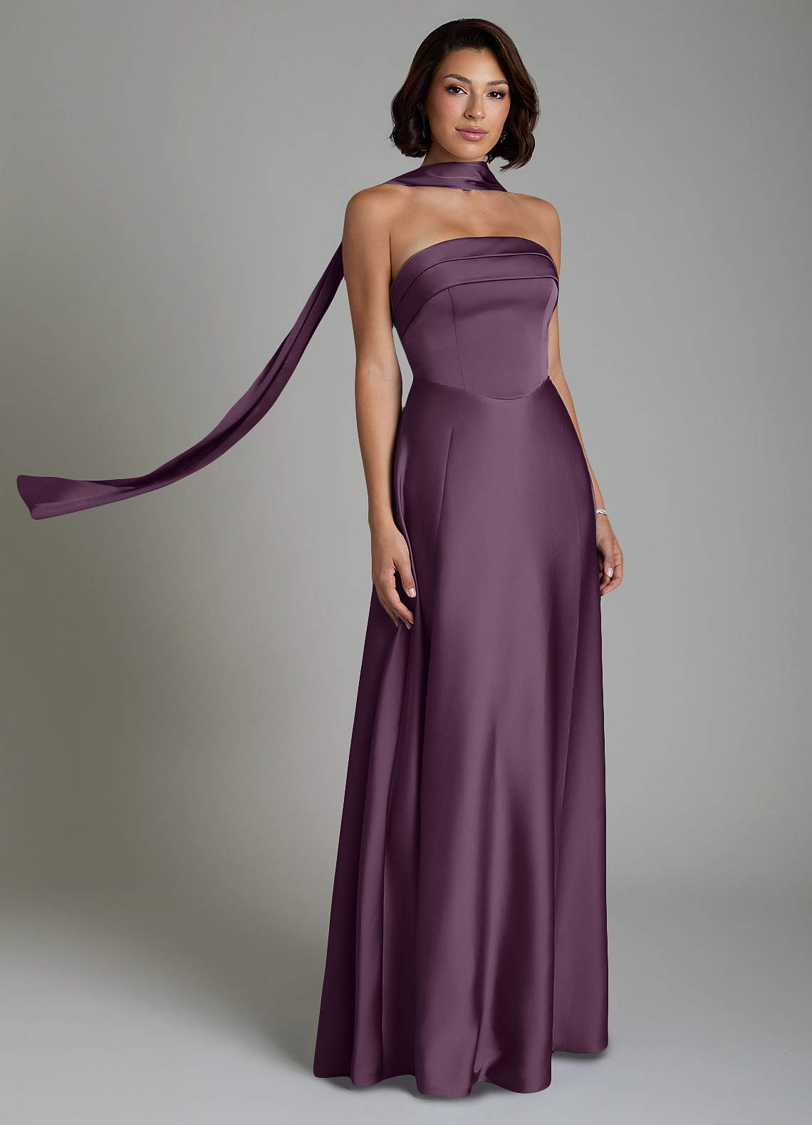 plum strapless bridesmaid dresses Azazie Odele US SIZE:16 keeping the upper silhouette Fabric_cotton Classic Long Black Strapless