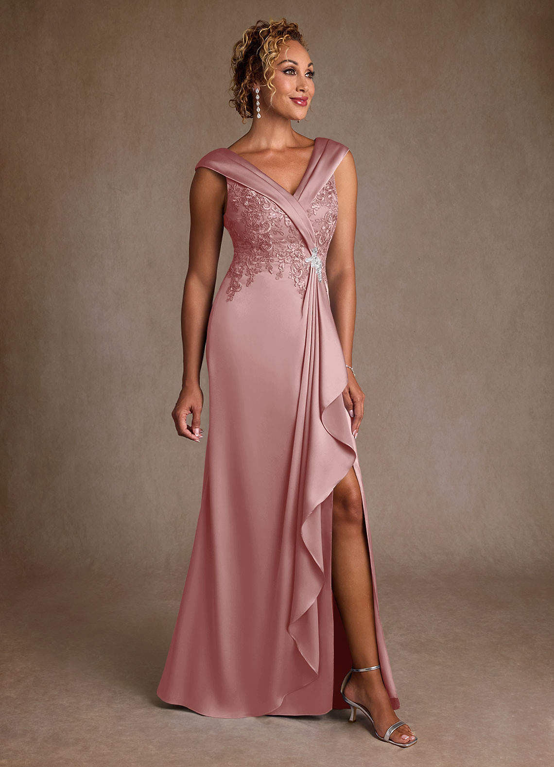 Azazie Santa Monica Dusty Rose A-Line Lace Dress | Azazie