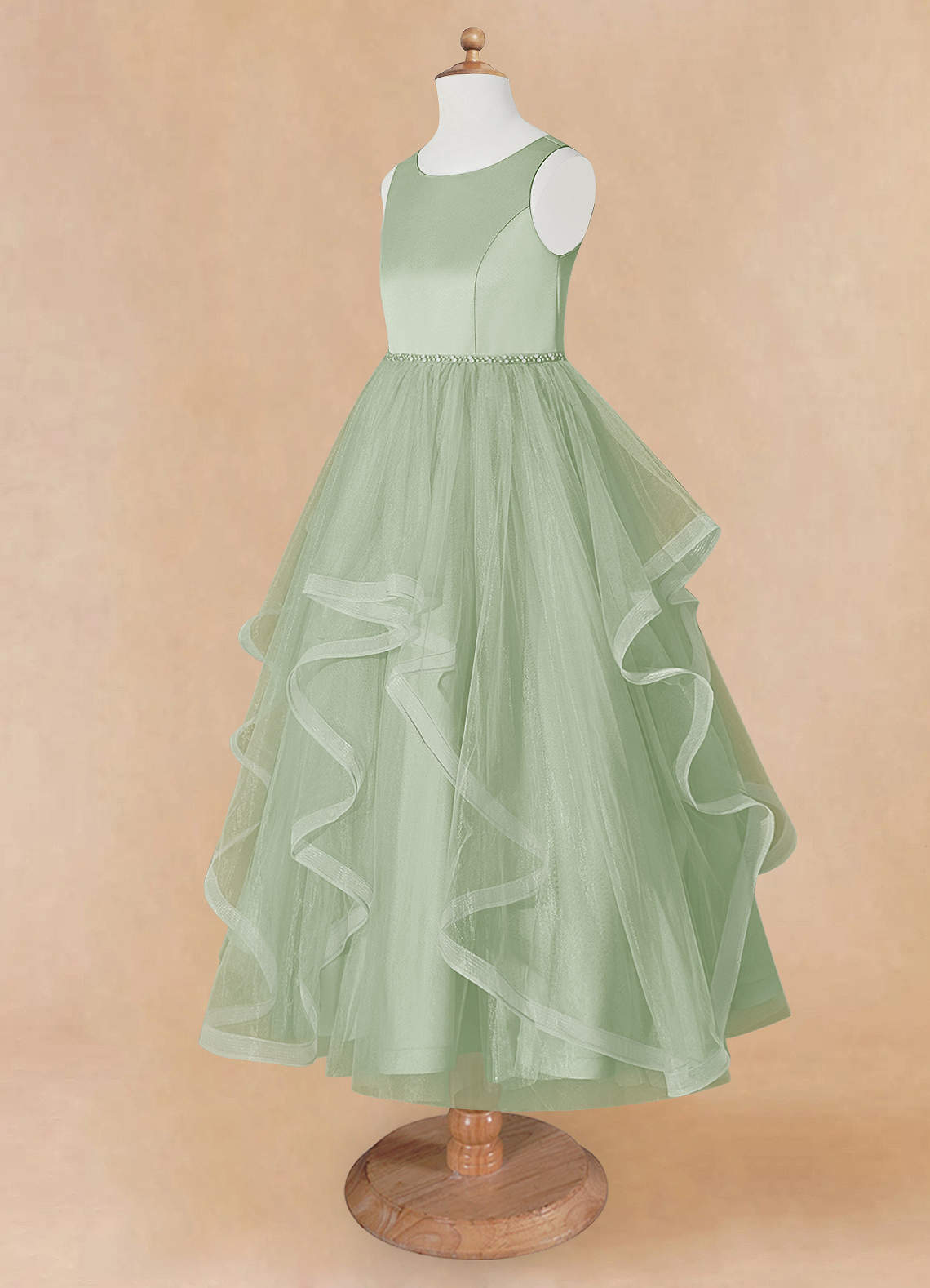 Azazie Sofia Dusty Sage A-Line Beaded Tulle Dress | Azazie