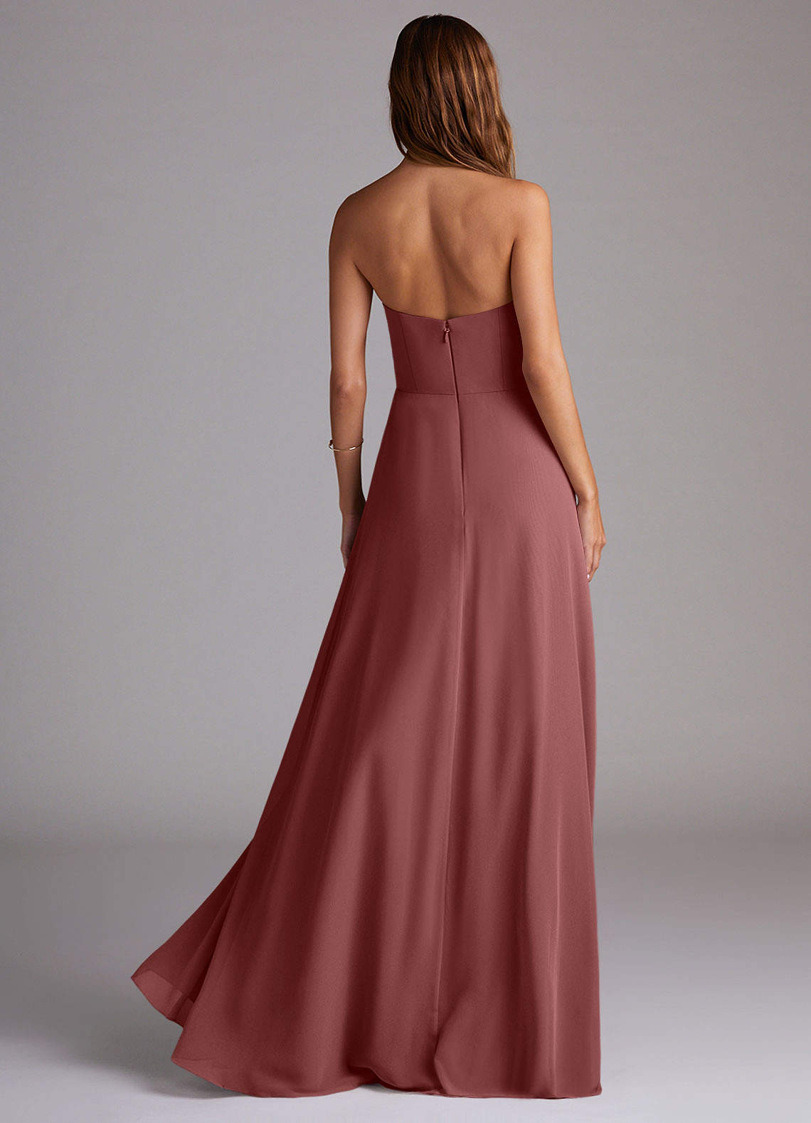 Azazie Wren Bridesmaid Dresses Amethyst A-Line Side Slit Chiffon Convertible Dress image1