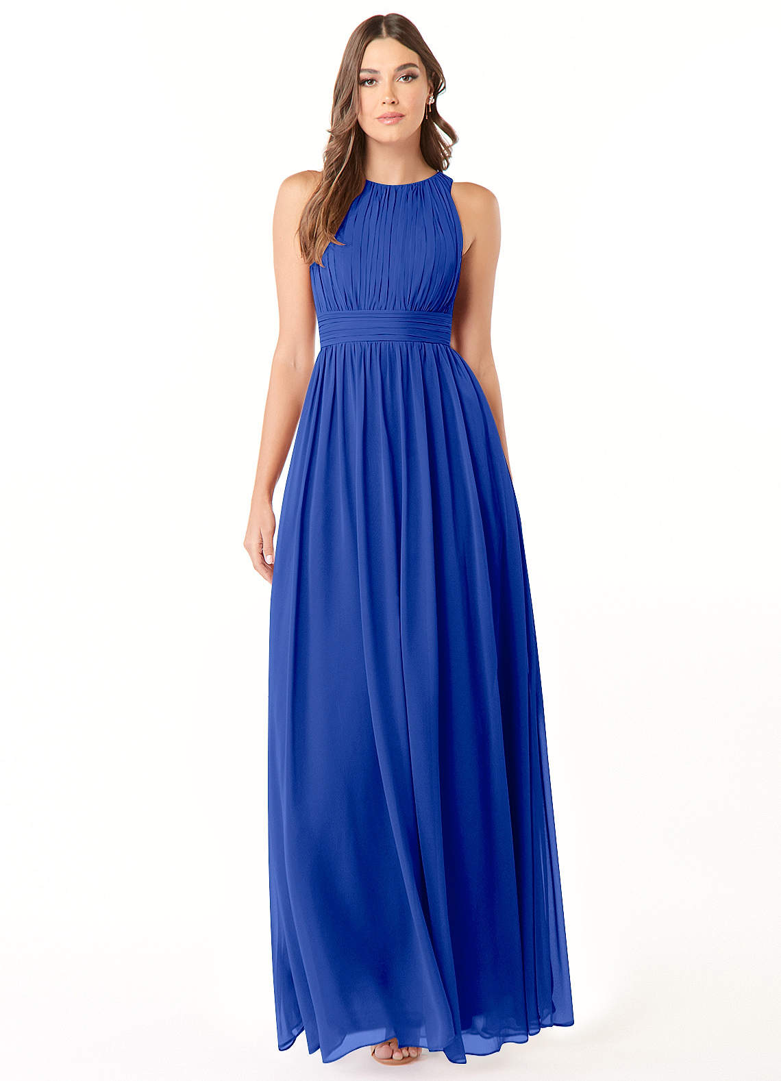 Azazie Luz Bridesmaid Dresses Royal Blue A-Line Lace Chiffon Dress image1