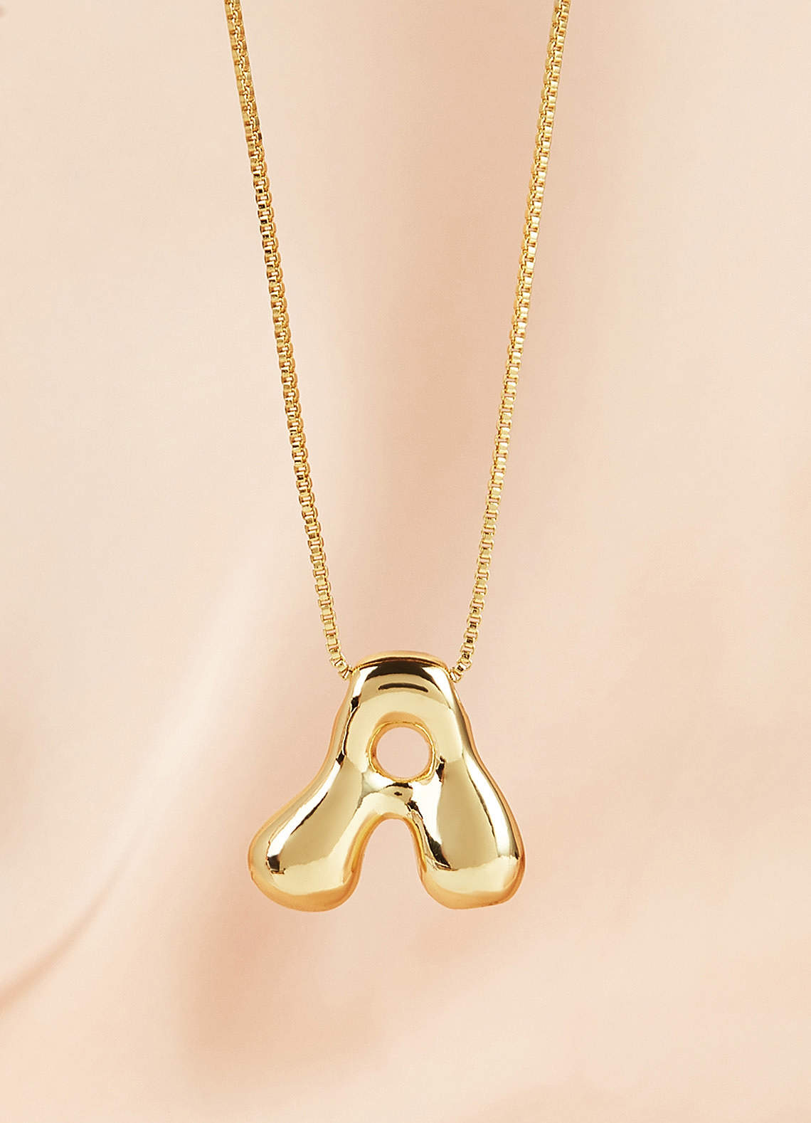 front Bubble Letter Pendant Necklace