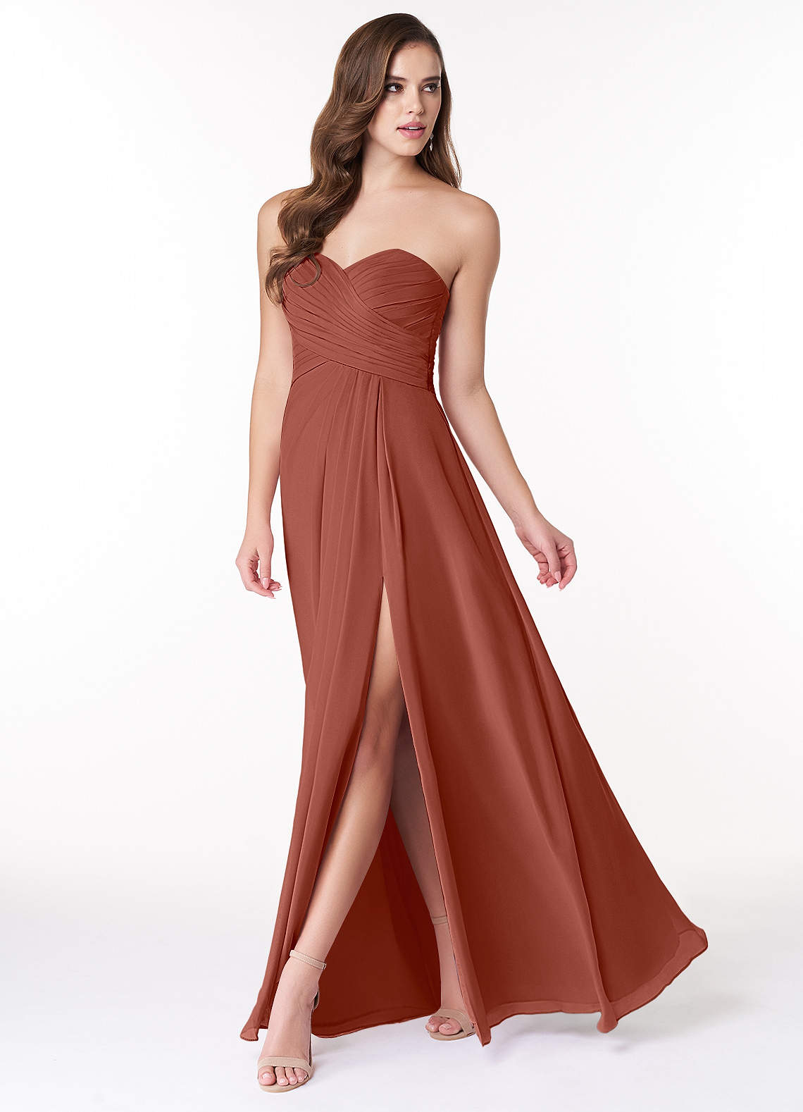 Azazie Arabella Allure Final Sale Desert Rose A-Line Sweetheart Neckline Chiffon Convertible Dress image2
