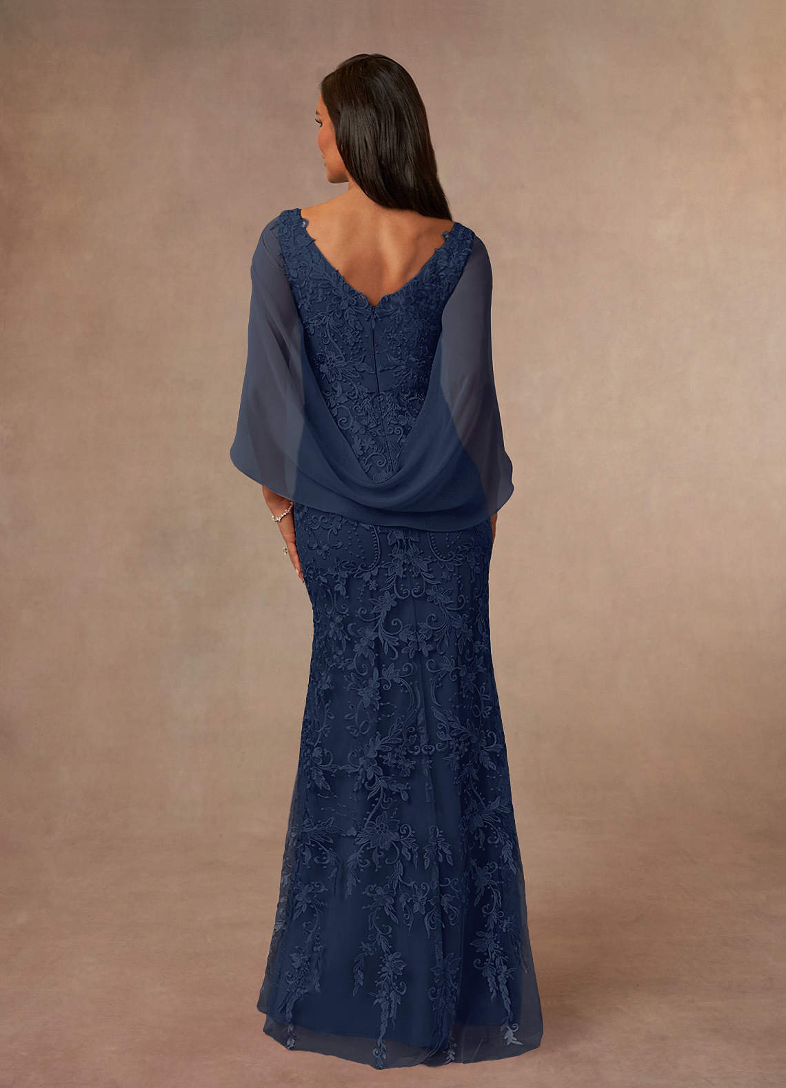 Azazie Ferris Mother of the Bride Dresses Dark Navy Sheath V-Neck Chiffon Dress image2