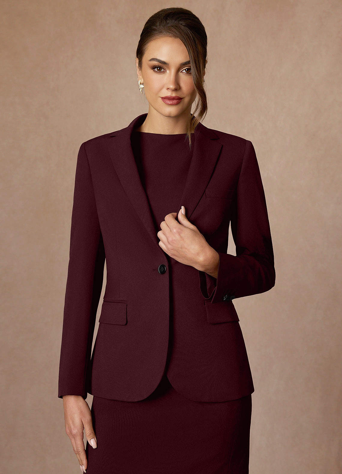 front Kennedy Cabernet Structured Stretch Blazer