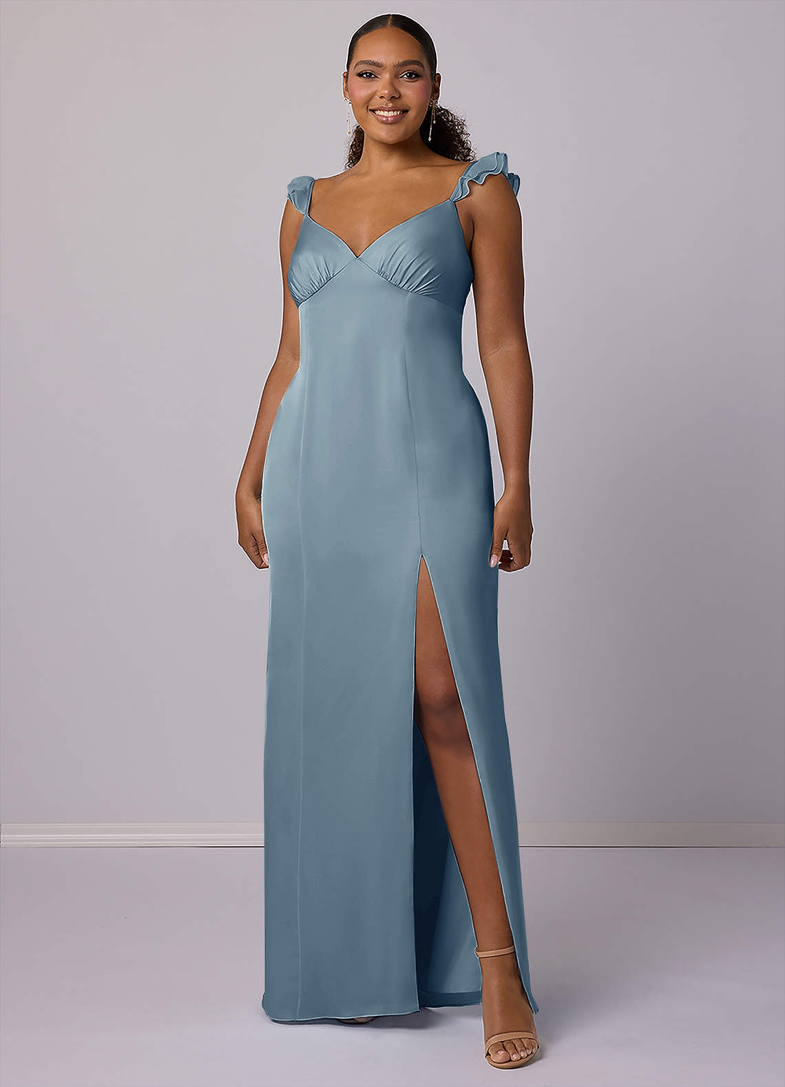 Barbie ♥ Azazie Bridesmaid Dresses Sheath Stretch Satin Floor-Length Dress image8